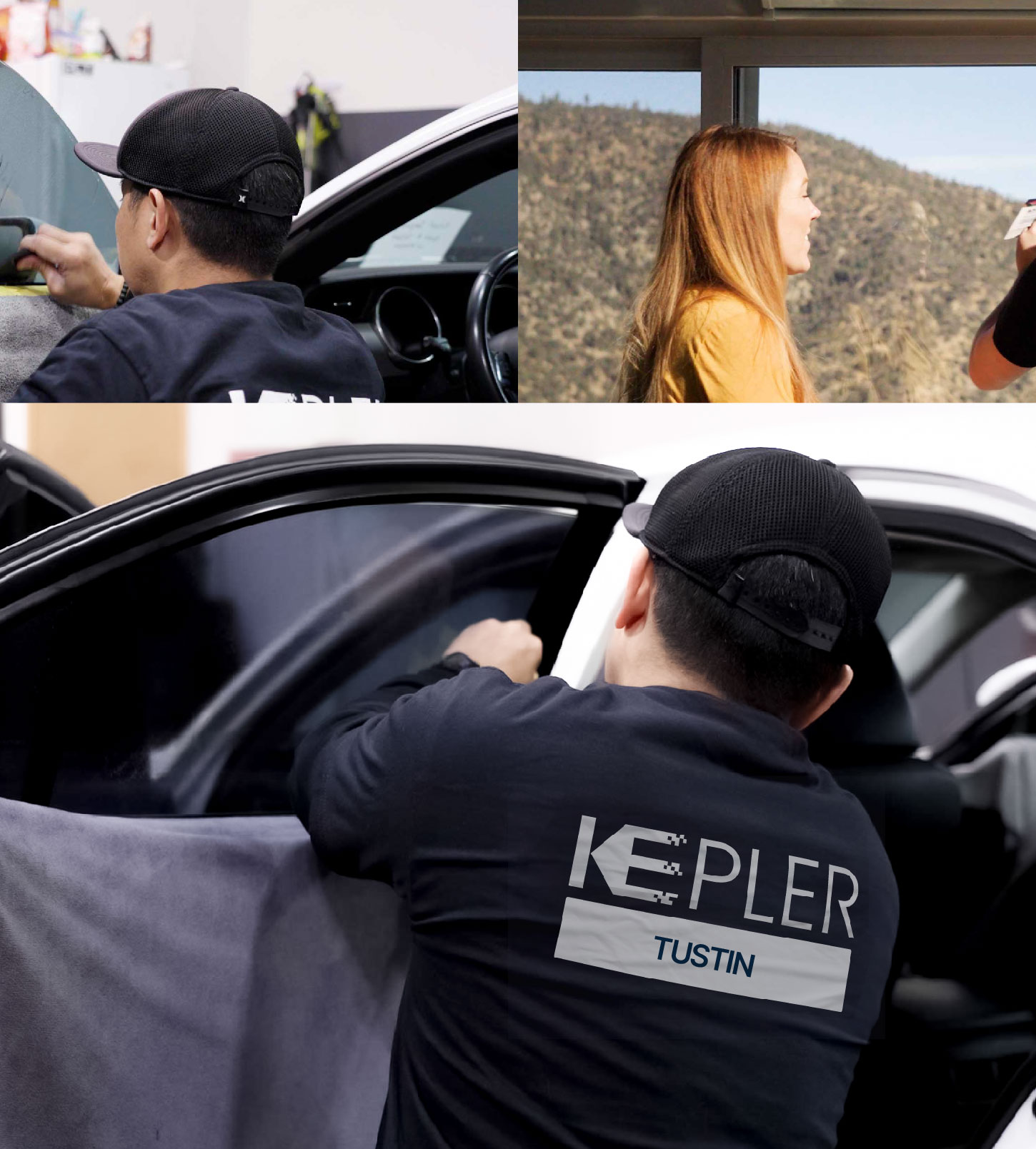 Automotive Window Tinting Expert Applying Film in Tustin, California
