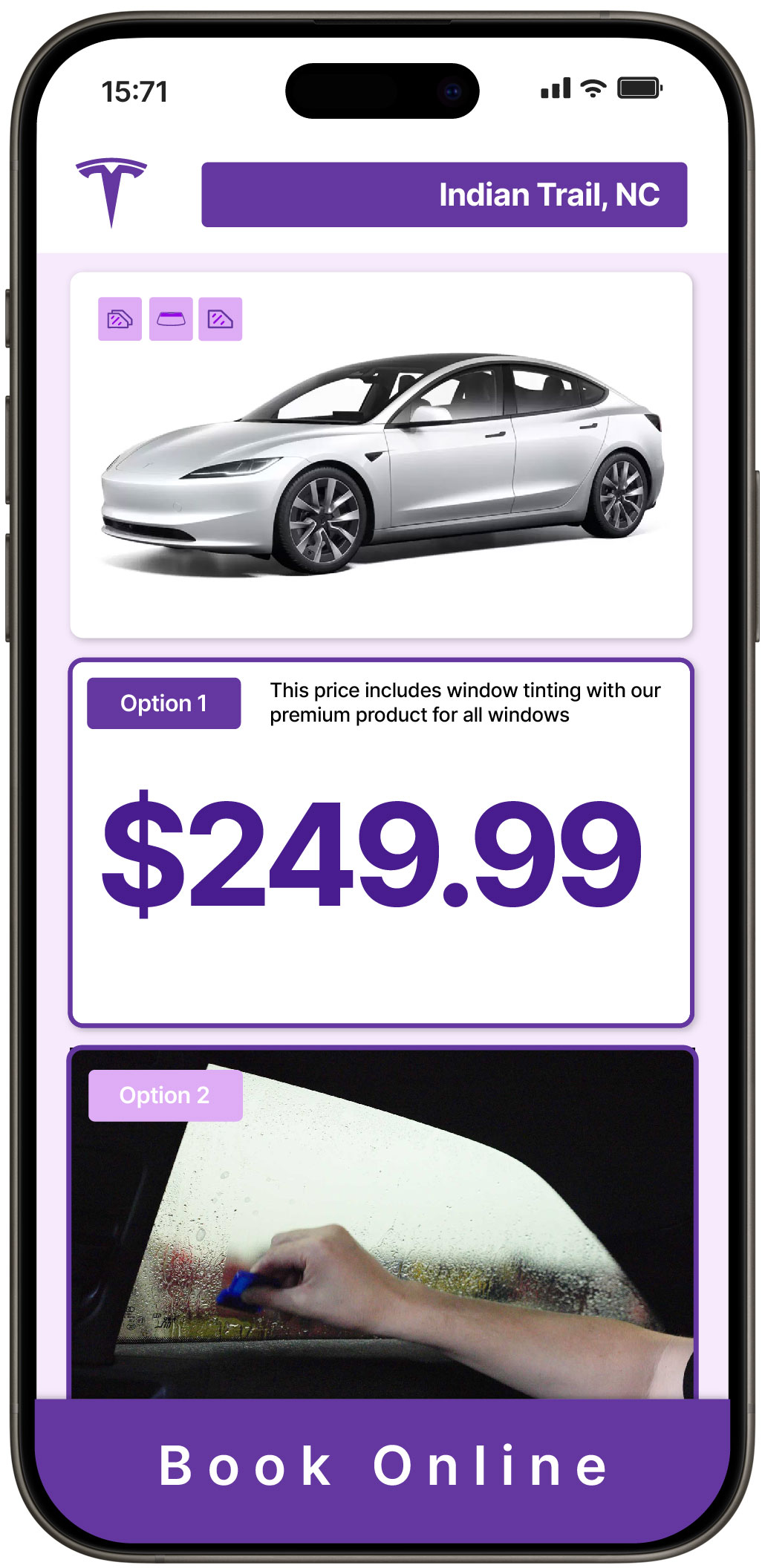 View Reasonable Tesla Window Tinting Rates in Indian Trail, North Carolina