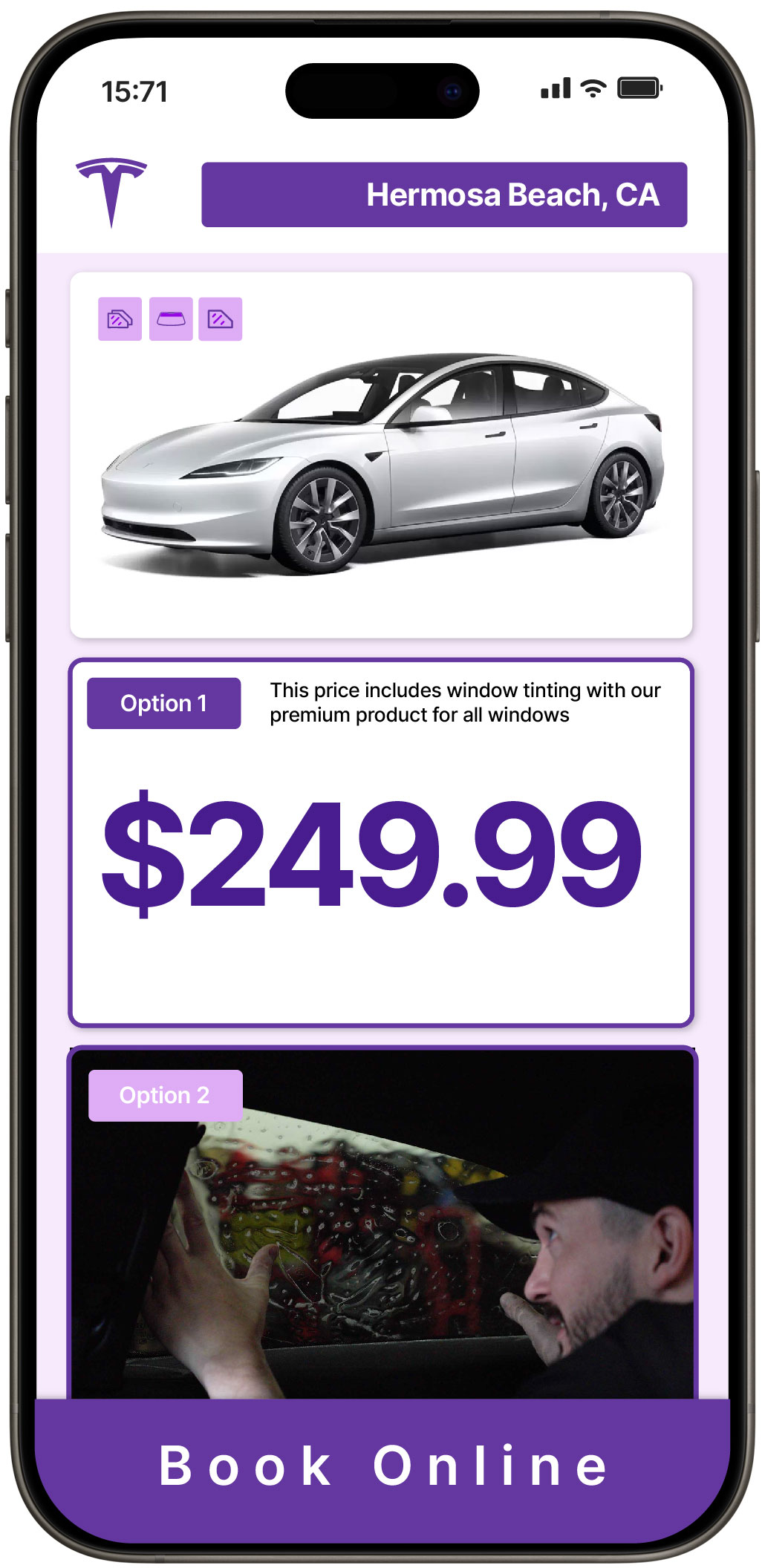 View Affordable Tesla Window Tinting Rates in Hermosa Beach, California