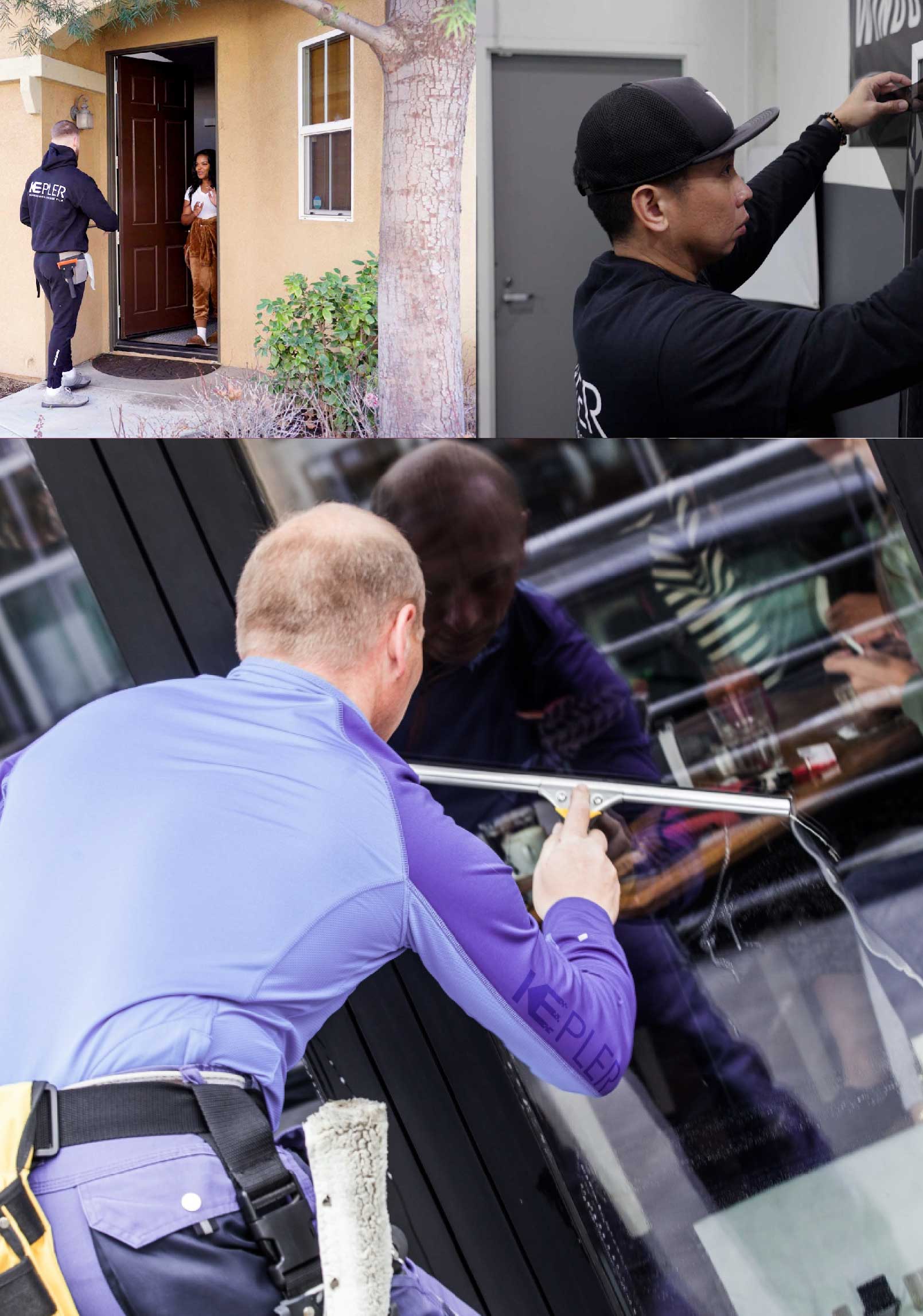 Kepler Professional Applying Anti-Graffiti Window Film to a Elmont Shop Front