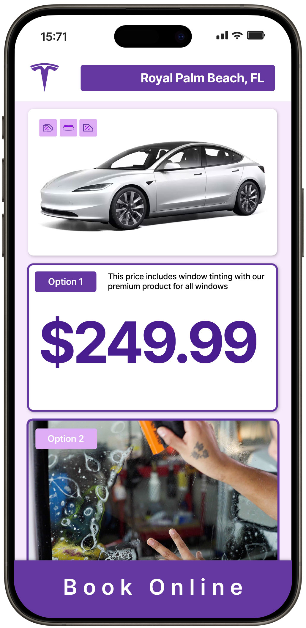 View Reasonable Tesla Window Tinting Rates in Royal Palm Beach, Florida