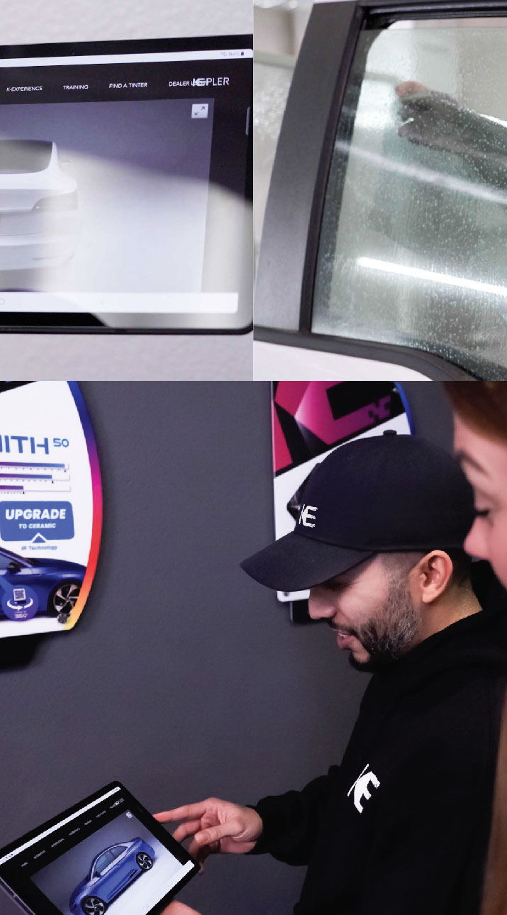 Kepler Dealer Showing Car Window Film Options to Customer in Yuma, Arizona
