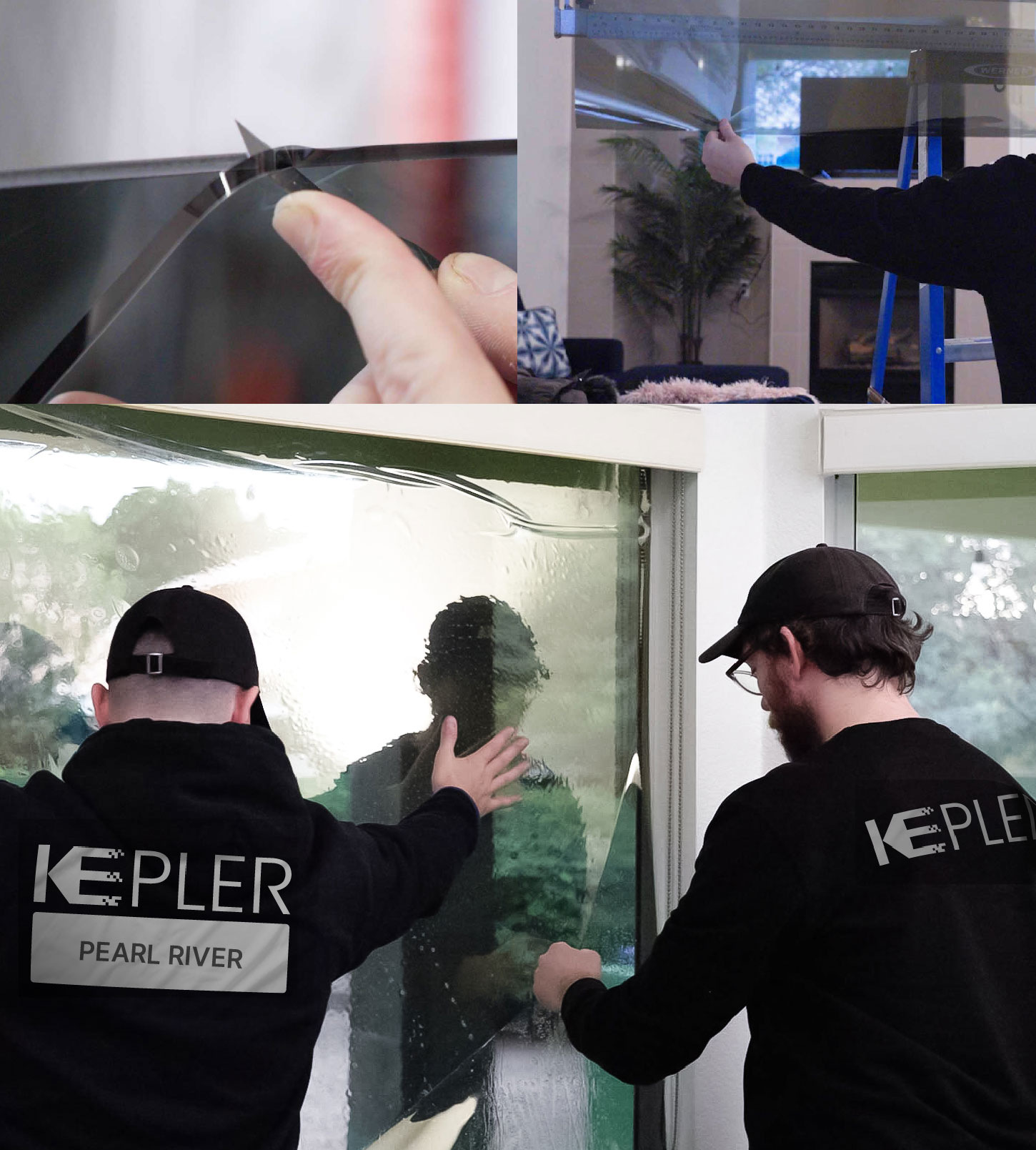 Expert Technician Fitting Ceramic Window Tint to Home in Pearl River