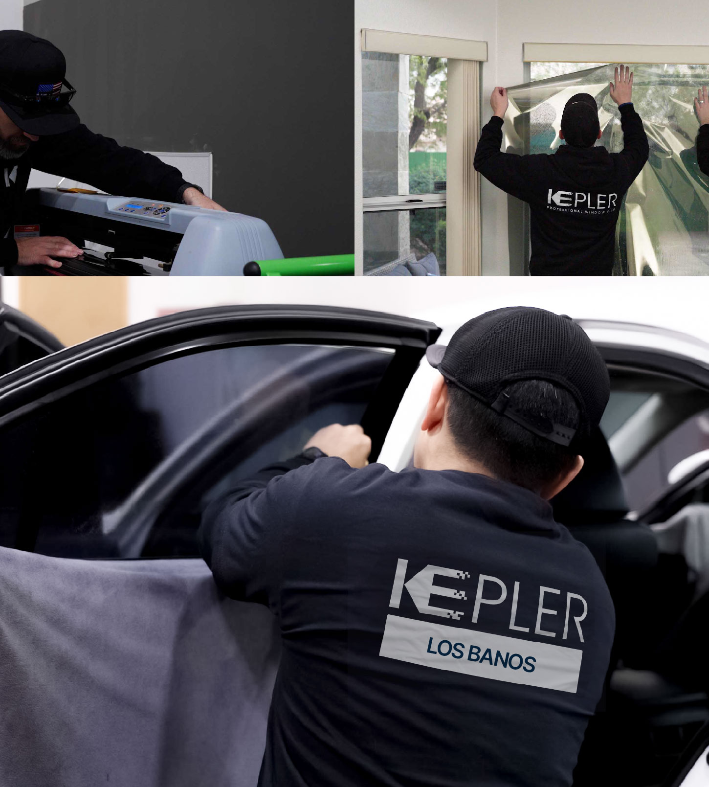 Automotive Window Tinting Expert Applying Film in Los Banos, California