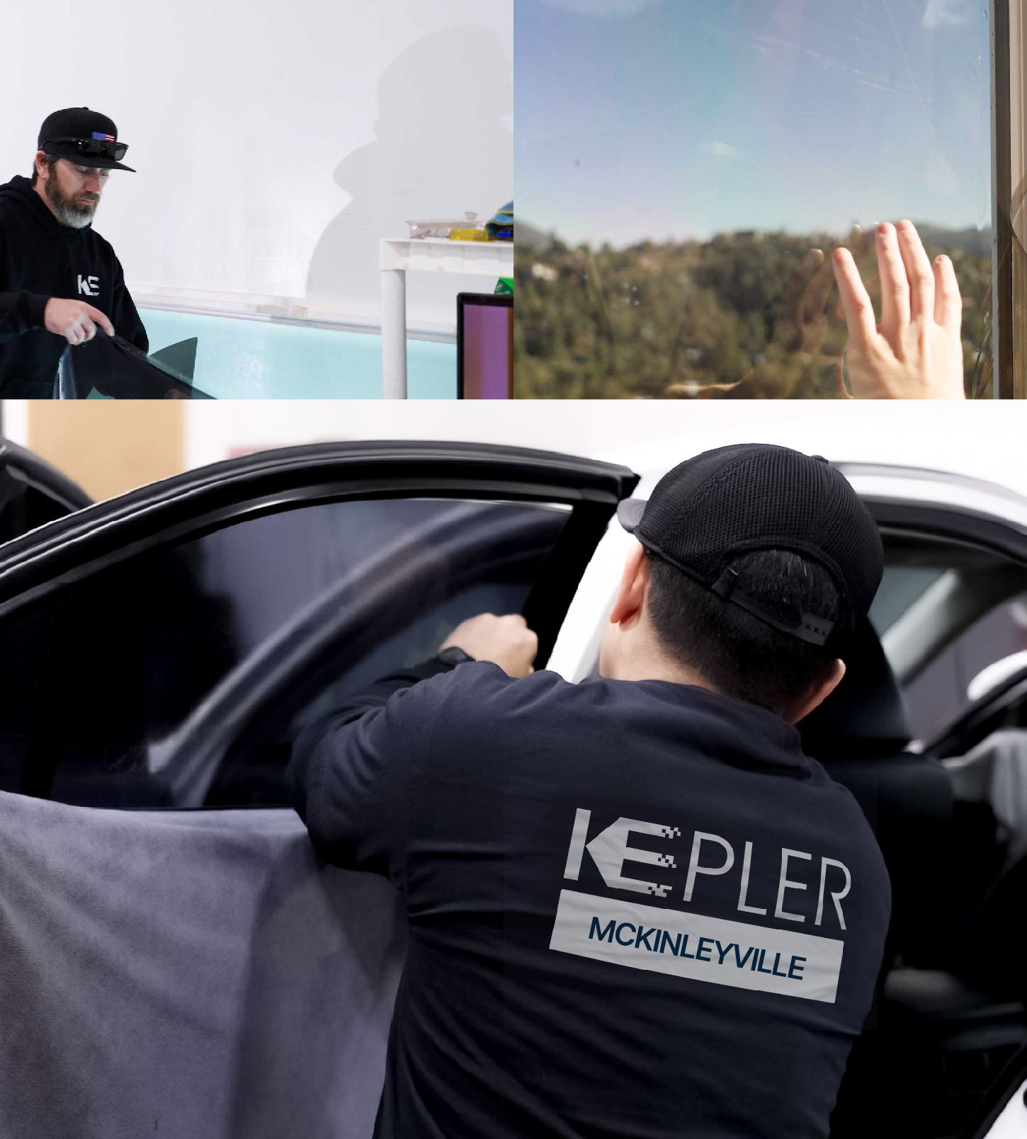 Automotive Window Tinting Expert Applying Film in McKinleyville, California