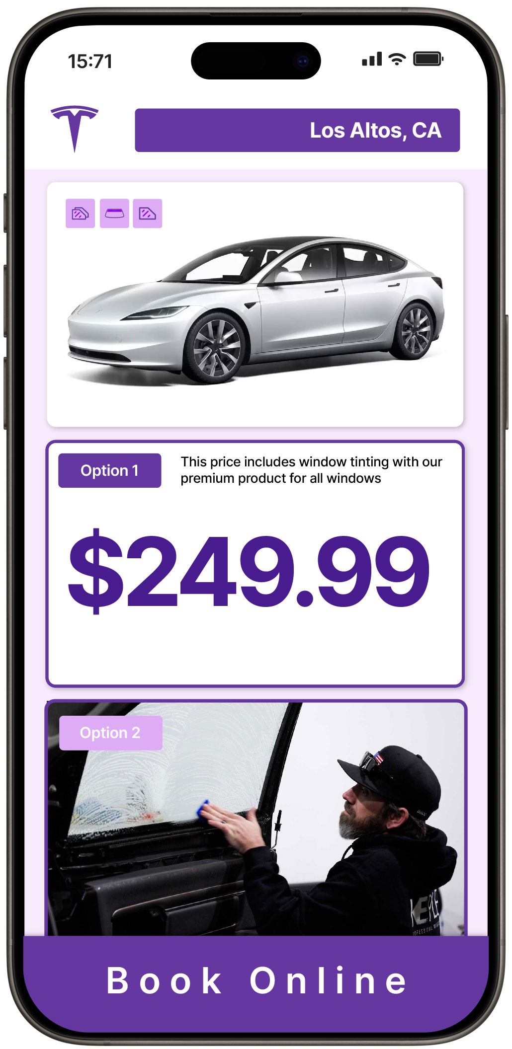 View Competitive Tesla Window Tinting Rates in Los Altos, California