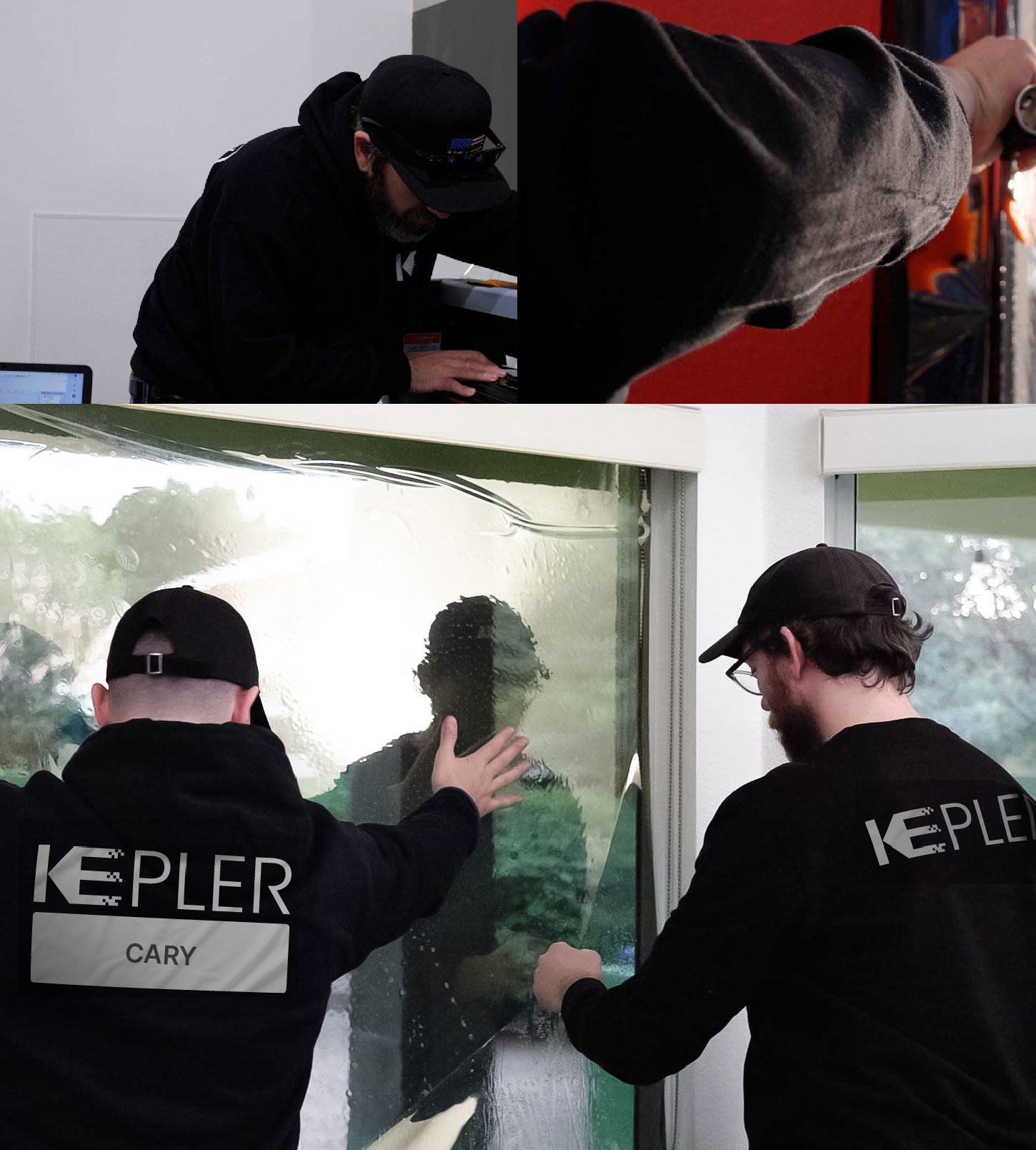 Kepler Technician Fitting Advanced Window Tint to Home in Cary