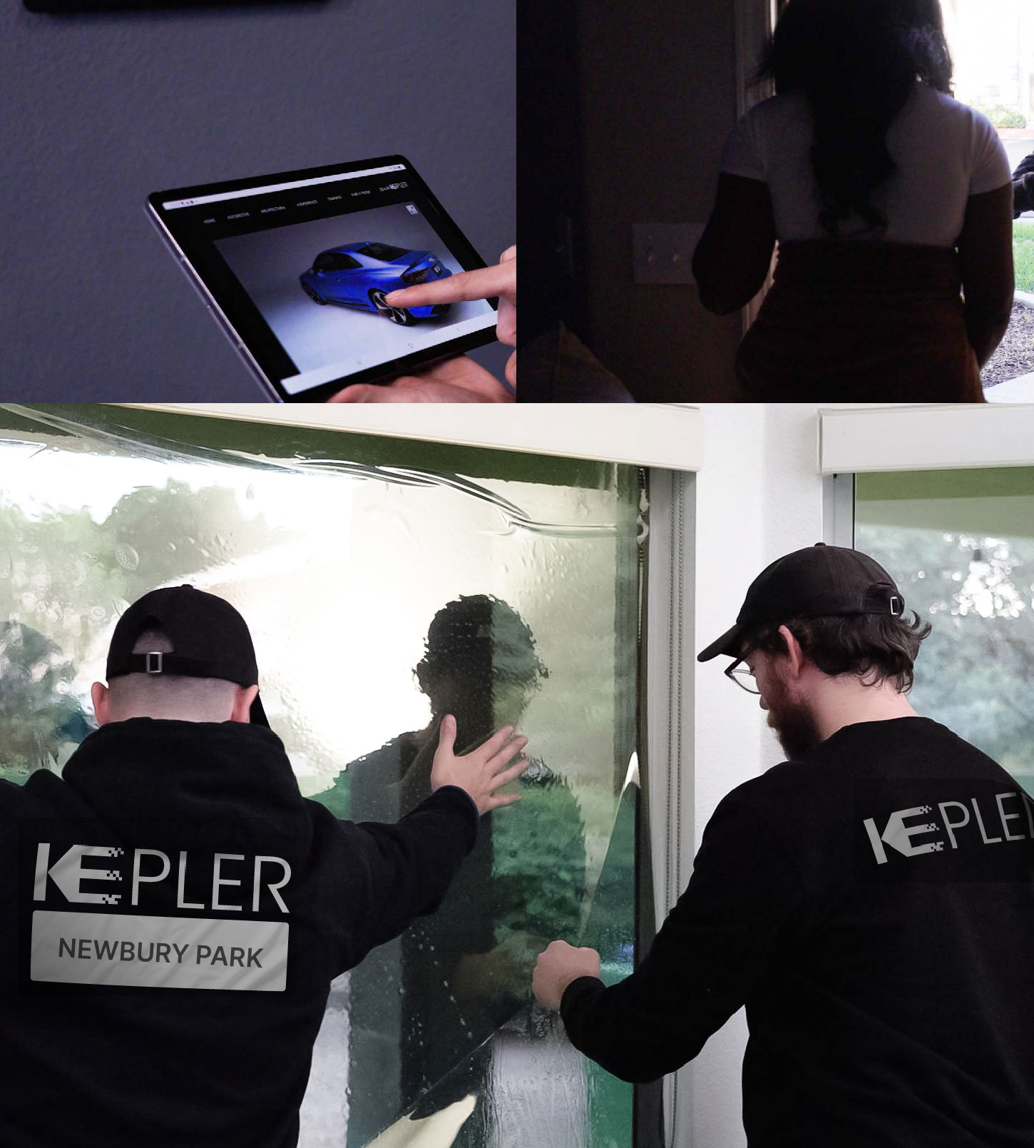Kepler Technician Fitting Advanced Window Tint to Home in Newbury Park