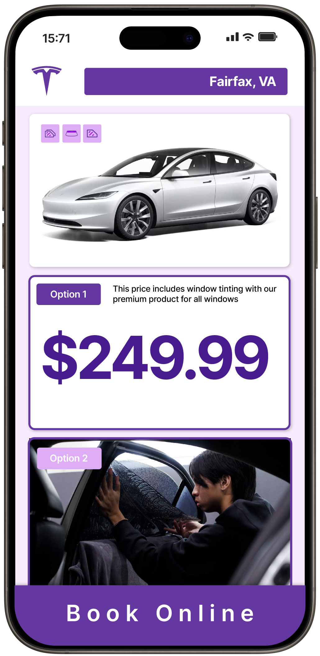 View Affordable Tesla Window Tinting Rates in Fairfax, Virginia