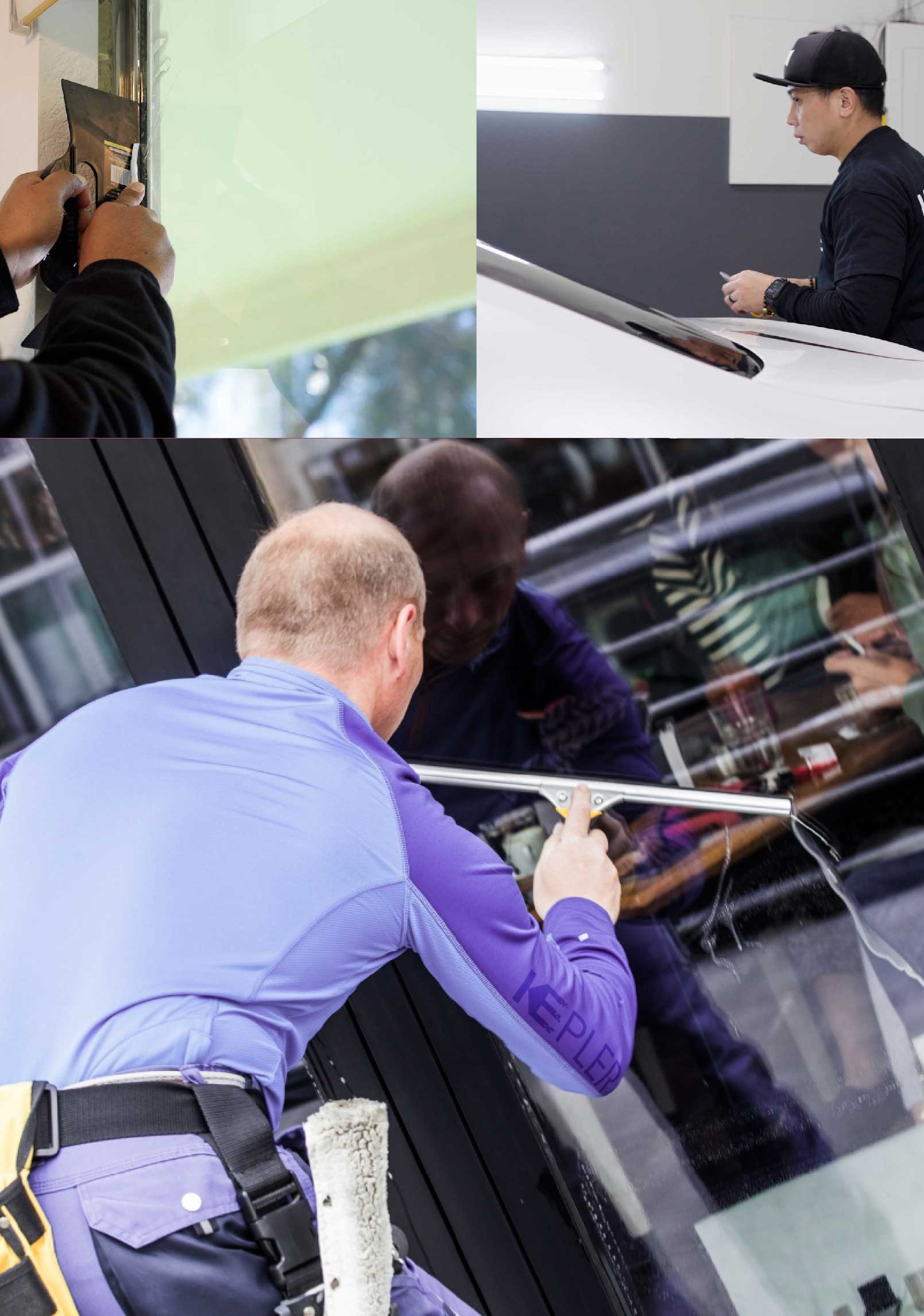 Kepler Skilled Applying Anti-Graffiti Window Film to a Waterbury Shop Front