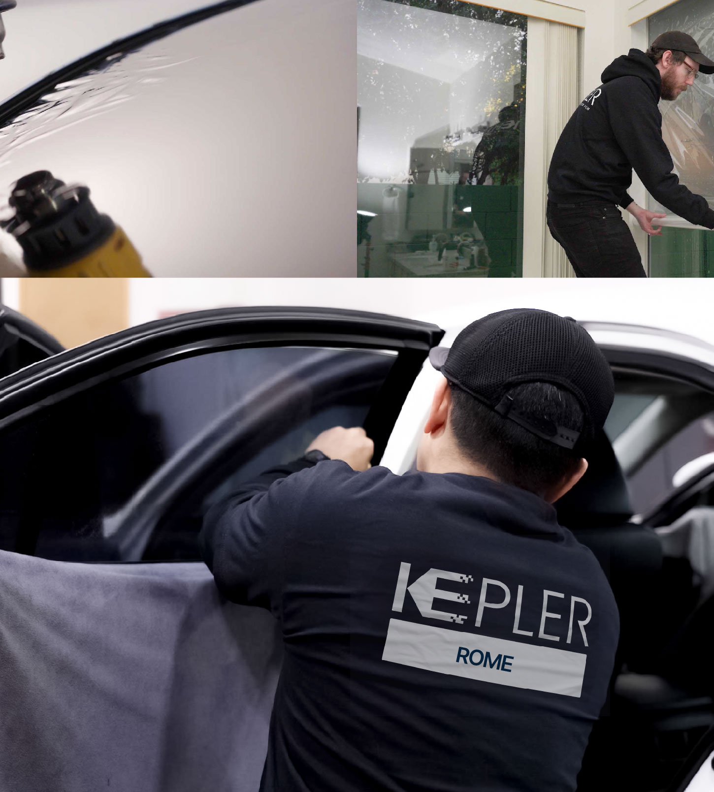 Automotive Window Tinting Expert Applying Film in Rome, New York