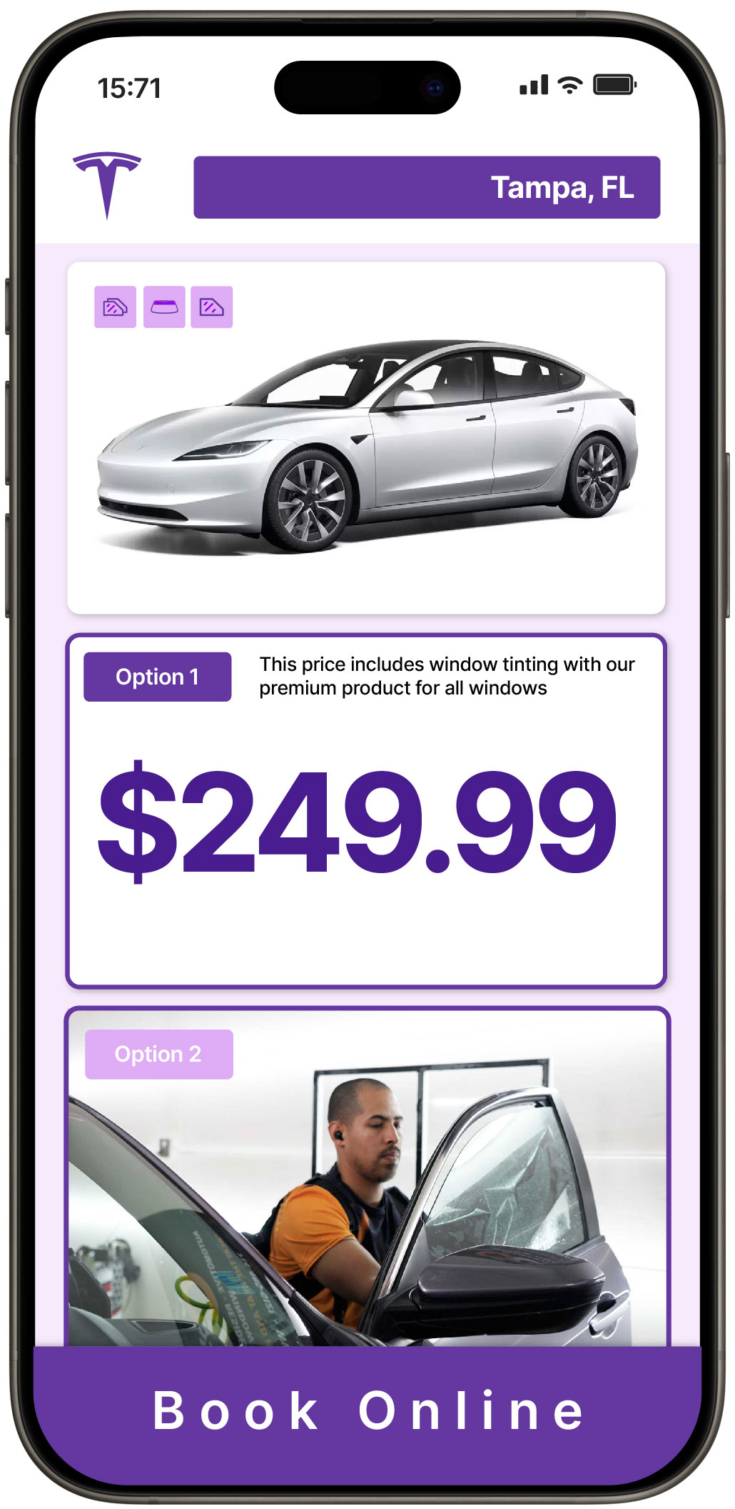 View Affordable Tesla Window Tinting Rates in Tampa, Florida