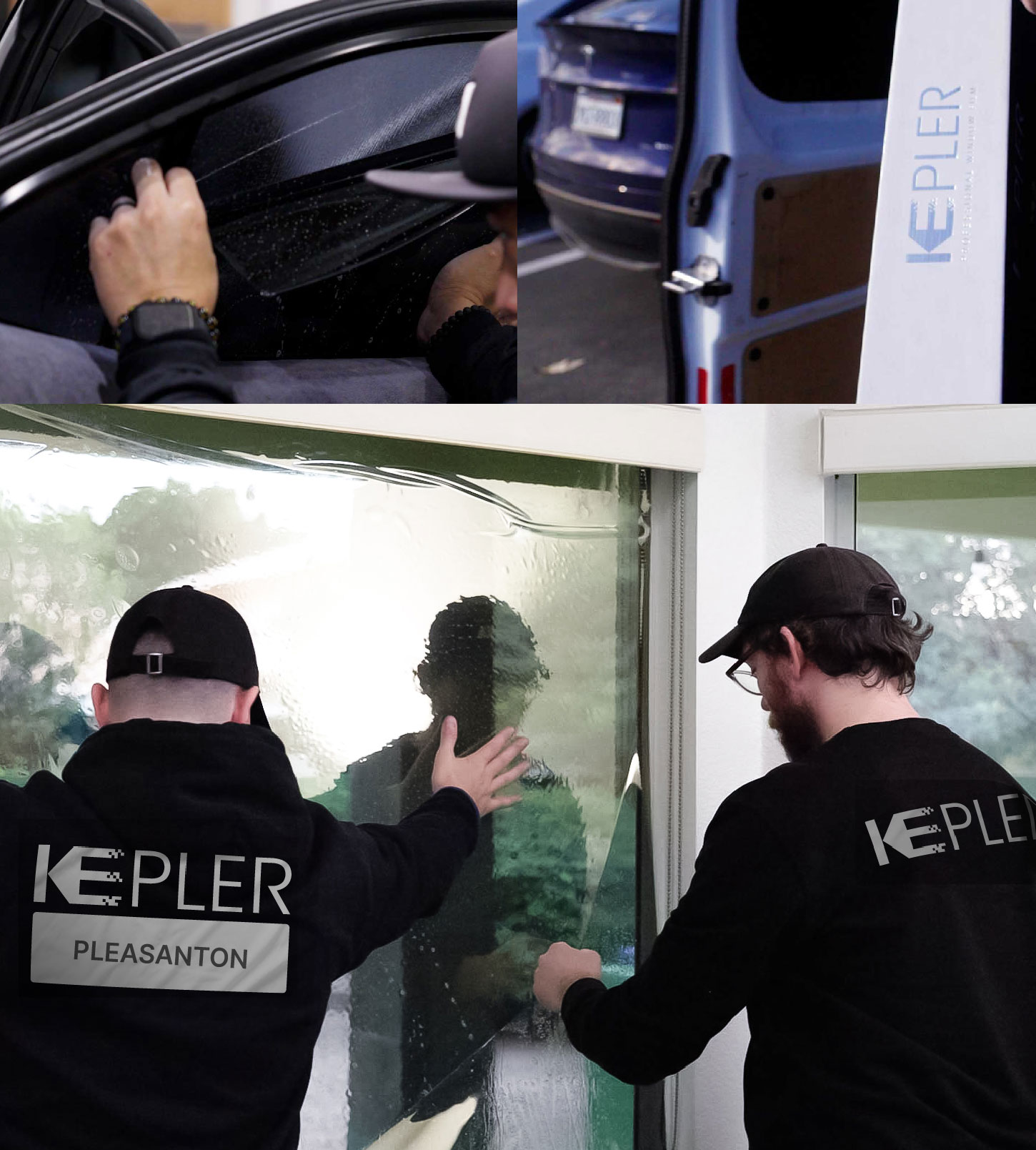 Kepler Technician Fitting High-tech Window Tint to Home in Pleasanton