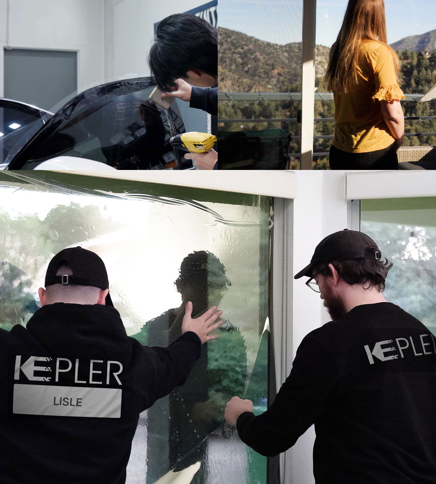 Expert Technician Installing Advanced Window Tint to Home in Lisle