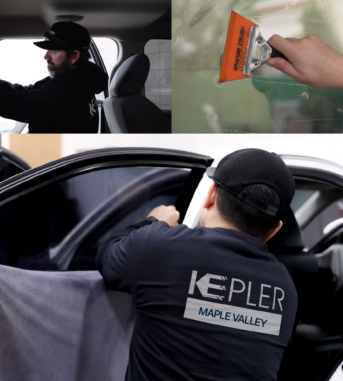 Automotive Window Tinting Expert Applying Film in Maple Valley, Washington
