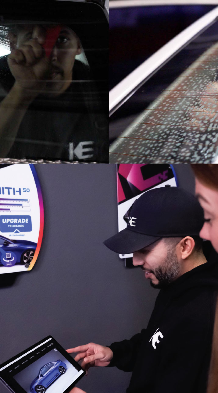 Kepler Dealer Showing Car Window Film Options to Customer in Hanford, California