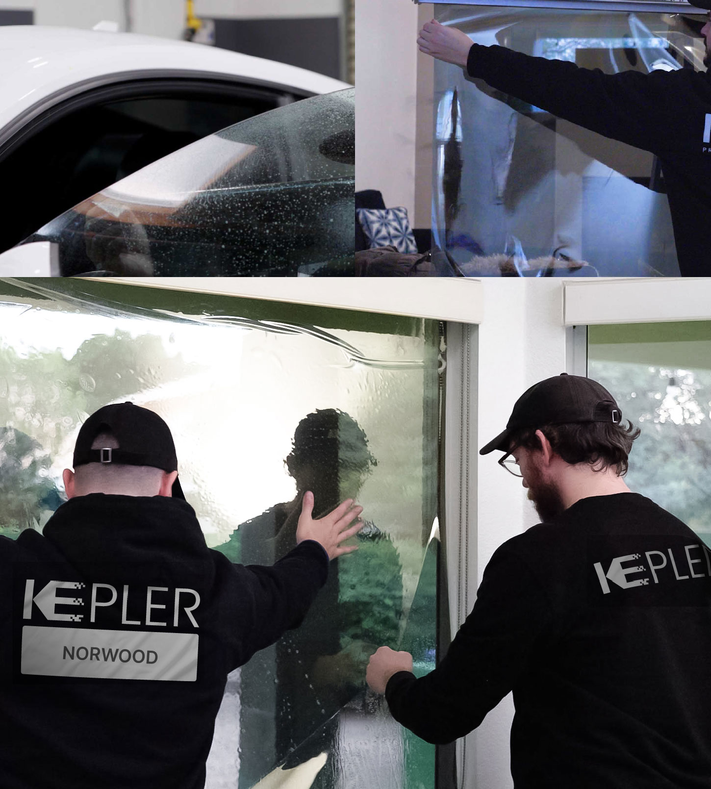Kepler Technician Installing Advanced Window Tint to Home in Norwood