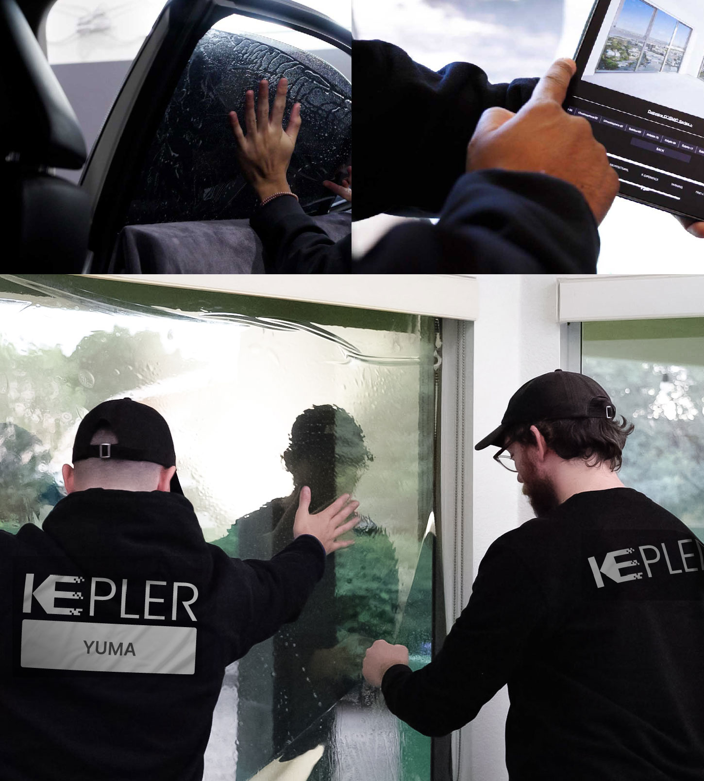 Kepler Technician Applying Advanced Window Tint to Home in Yuma