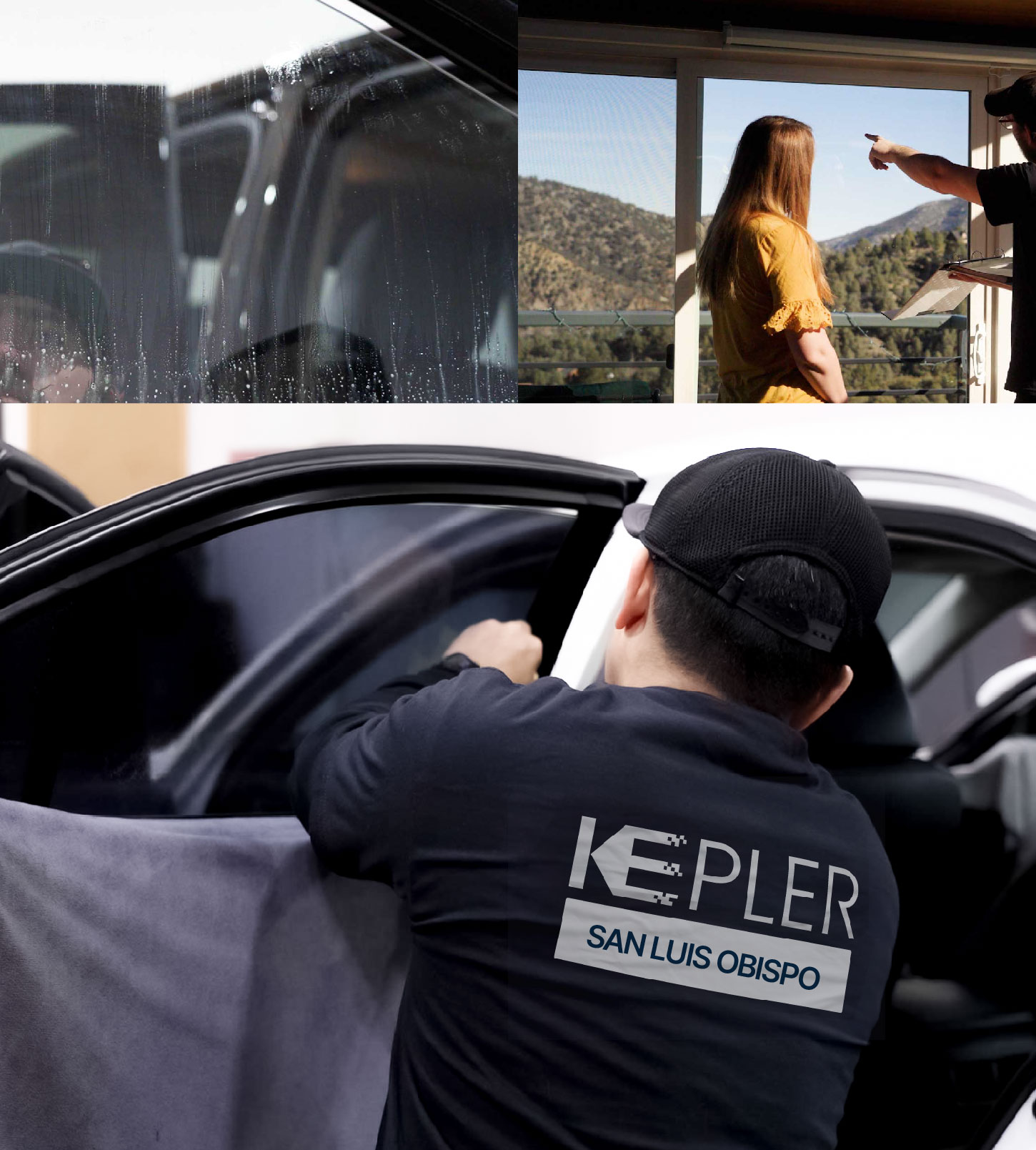 Automotive Window Tinting Expert Applying Film in San Luis Obispo, California