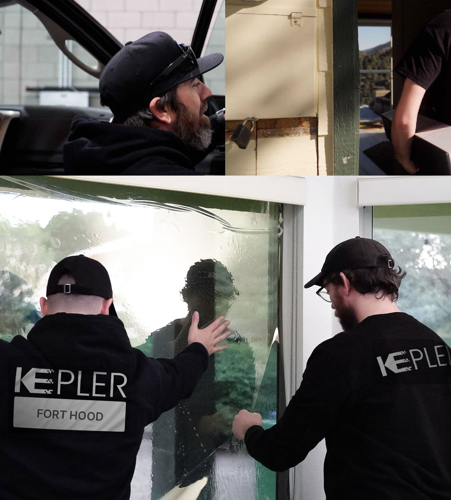 Expert Technician Installing High-tech Window Tint to Home in Fort Hood