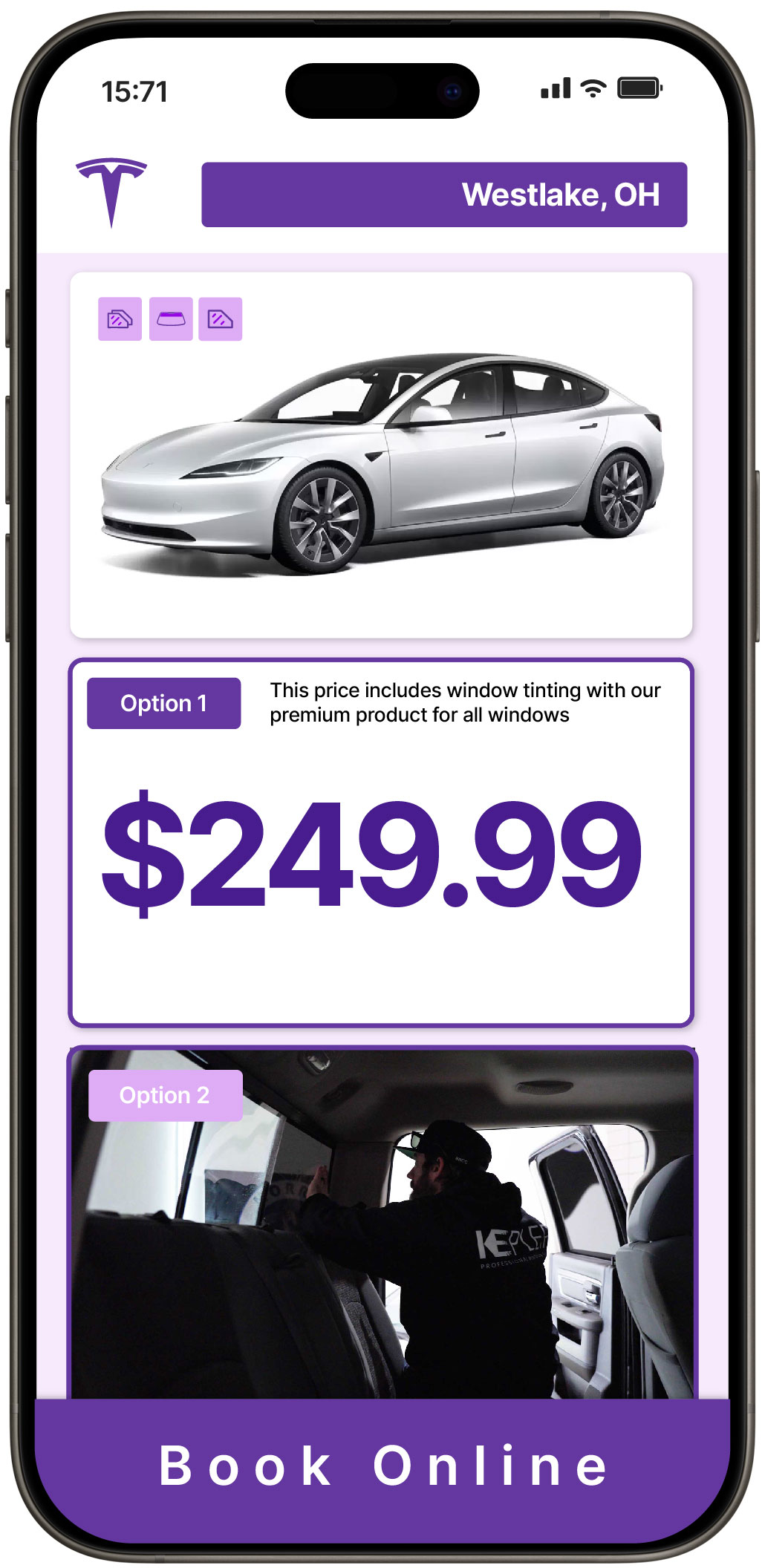 View Reasonable Tesla Window Tinting Prices in Westlake, Ohio
