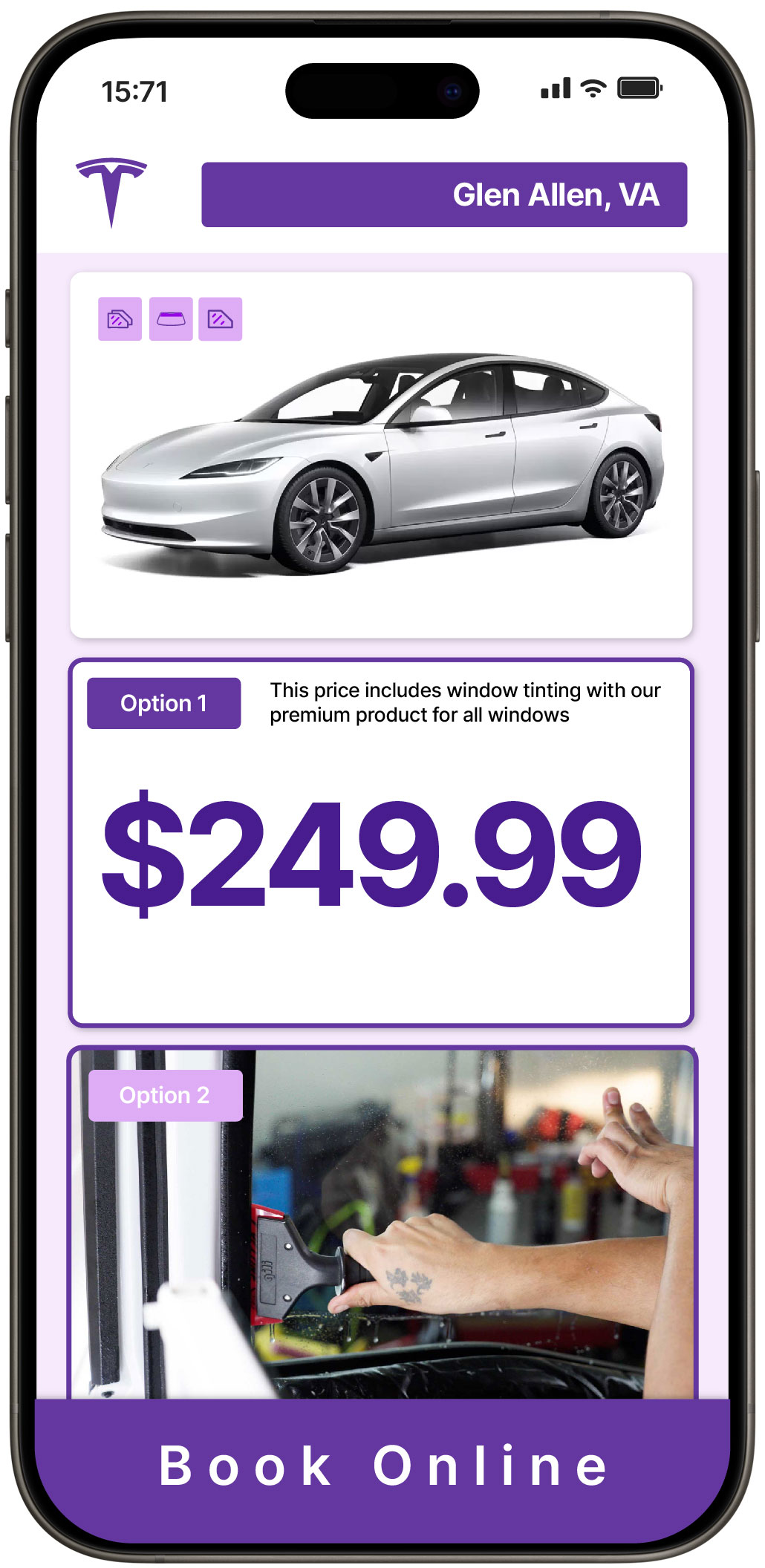 View Reasonable Tesla Window Tinting Prices in Glen Allen, Virginia