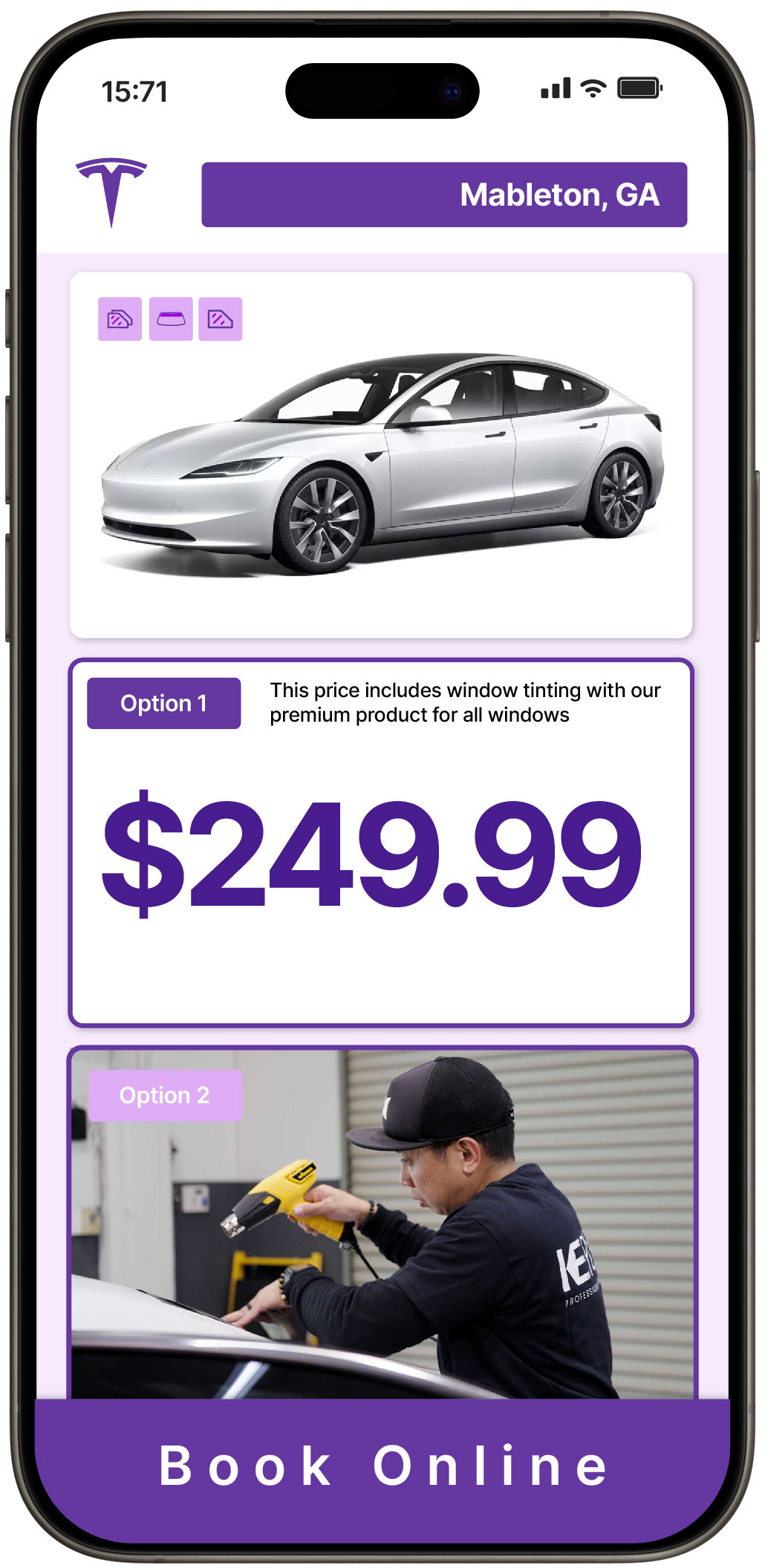 View Reasonable Tesla Window Tinting Rates in Mableton, Georgia