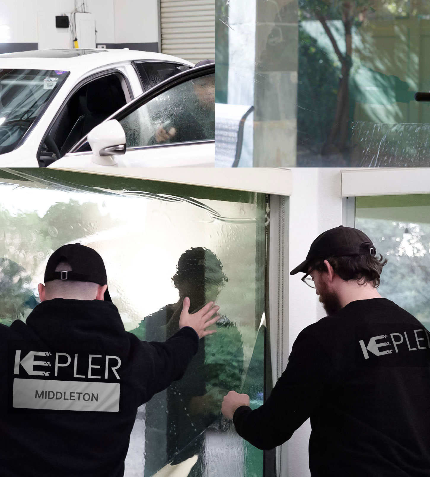 Expert Technician Installing Advanced Window Tint to Home in Middleton