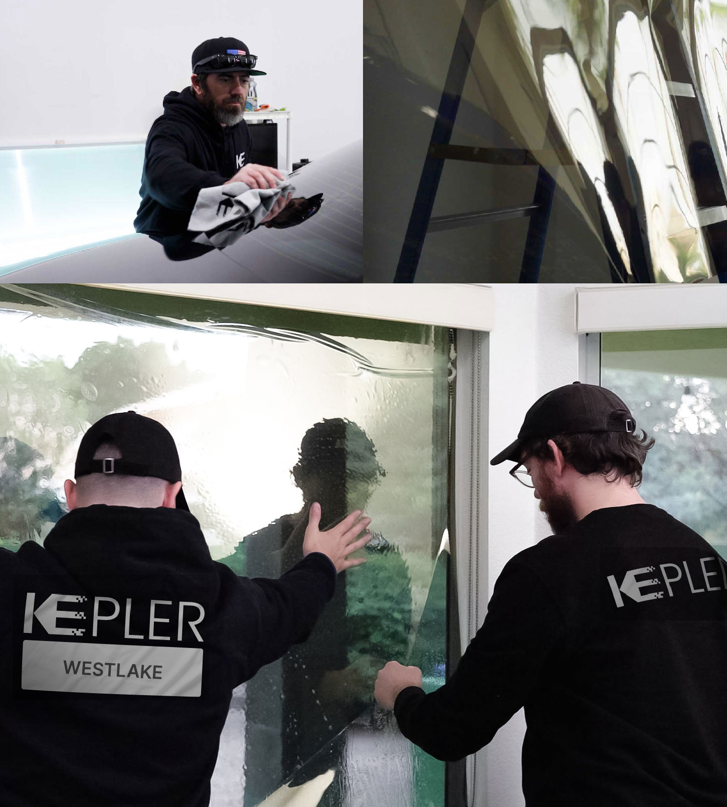 Expert Technician Fitting Ceramic Window Tint to Home in Westlake