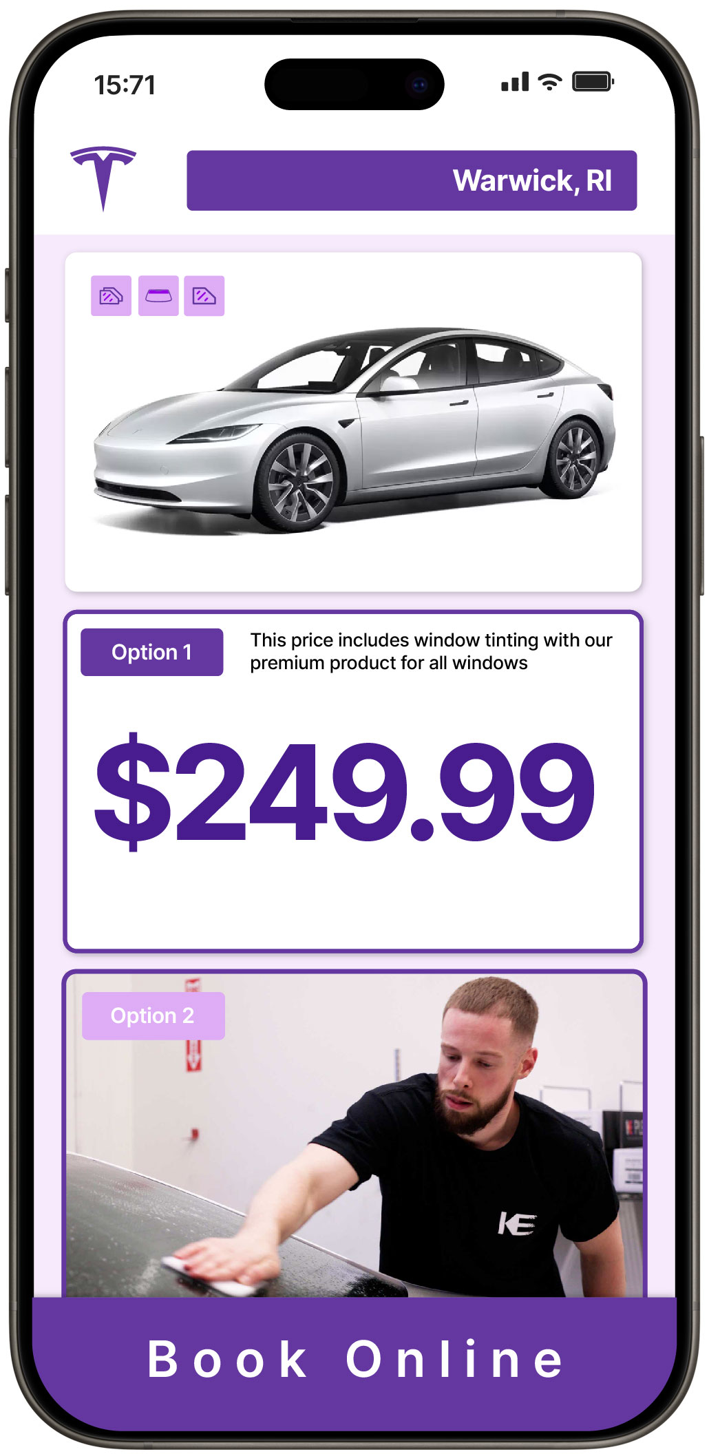View Reasonable Tesla Window Tinting Costs in Warwick, Rhode Island
