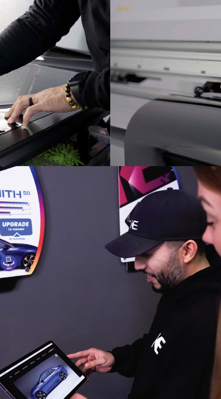 Kepler Dealer Showing Car Window Film Options to Customer in Leawood, Kansas