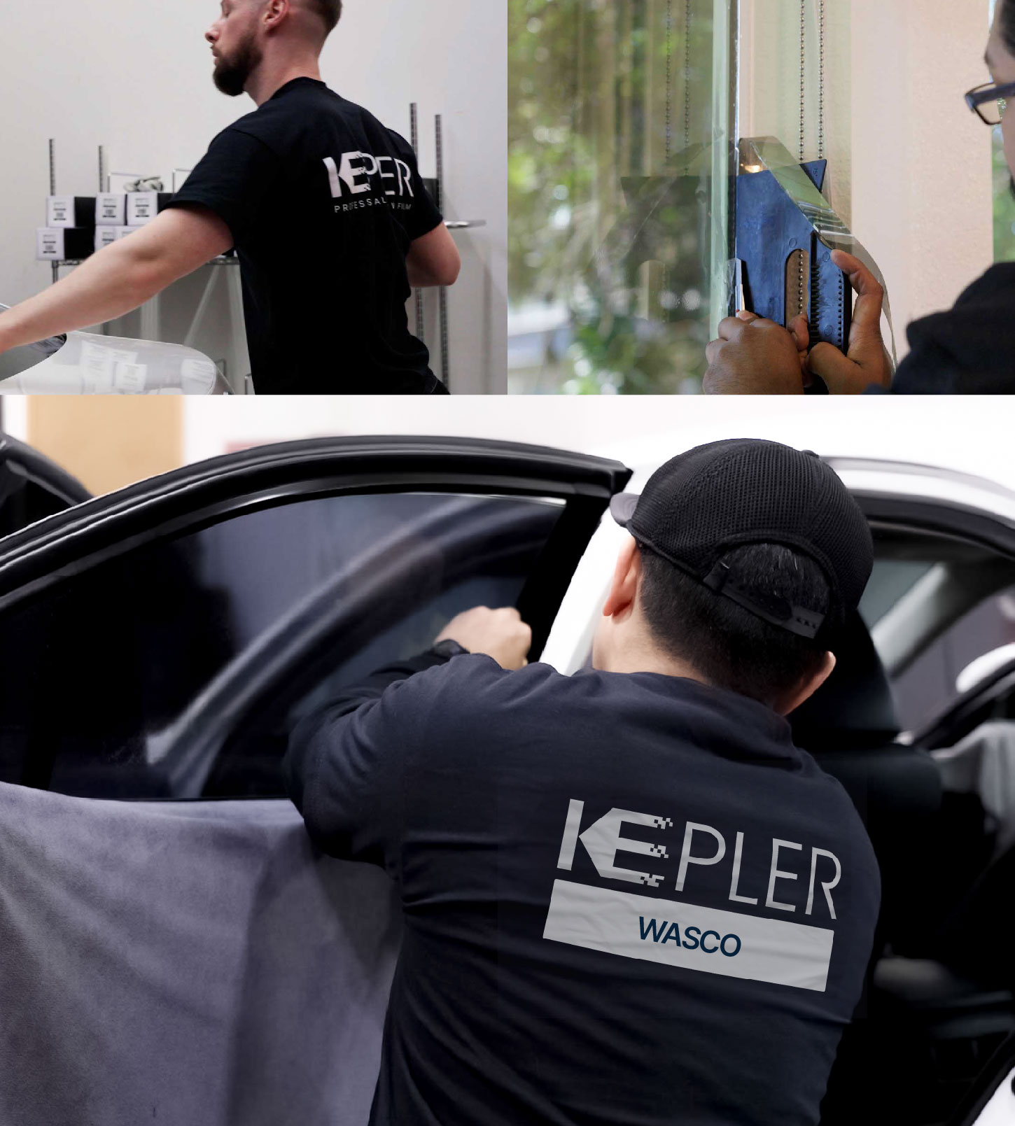 Automotive Window Tinting Expert Applying Film in Wasco, Illinois