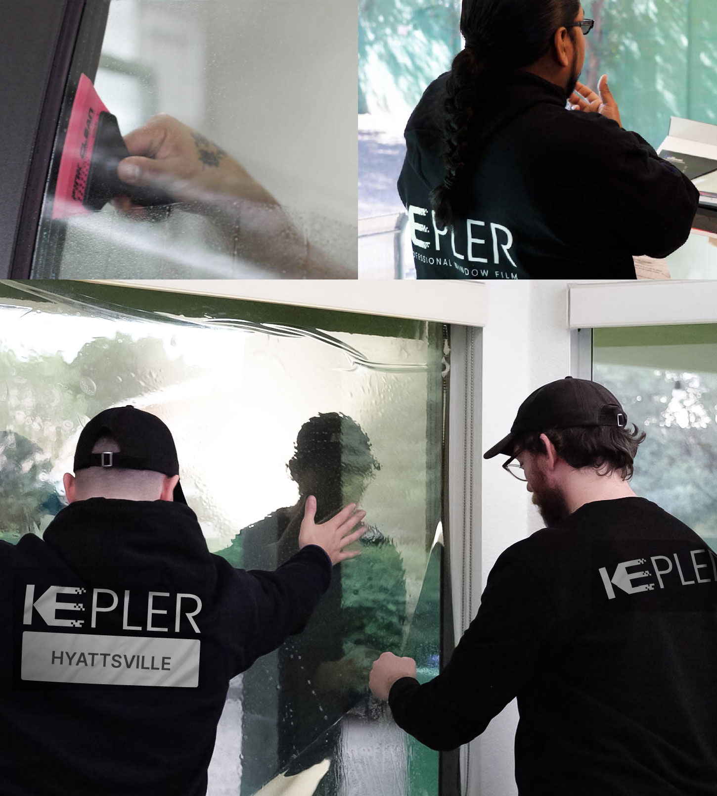 Expert Technician Fitting High-tech Window Tint to Home in Hyattsville