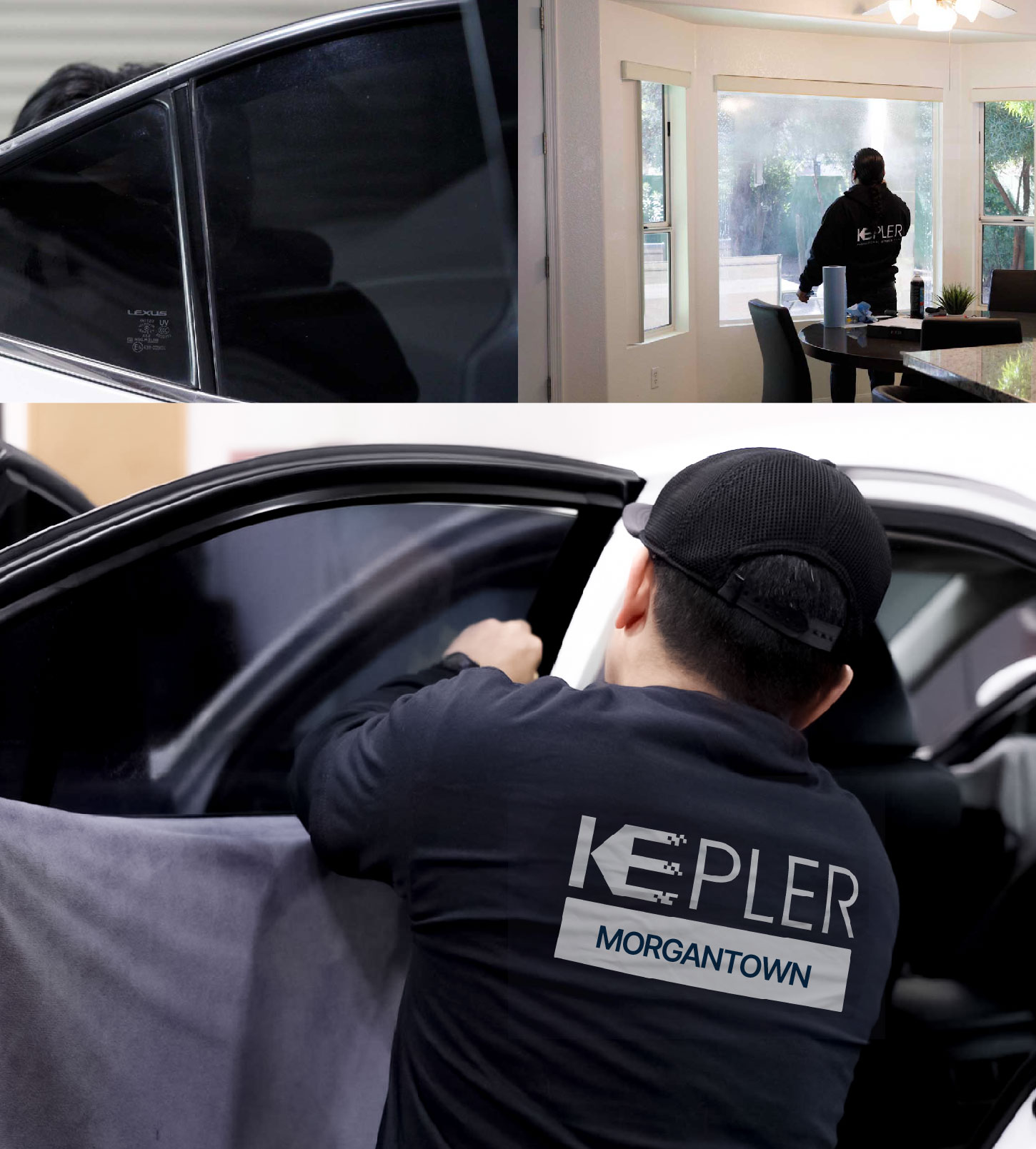 Automotive Window Tinting Expert Applying Film in Morgantown, West Virginia