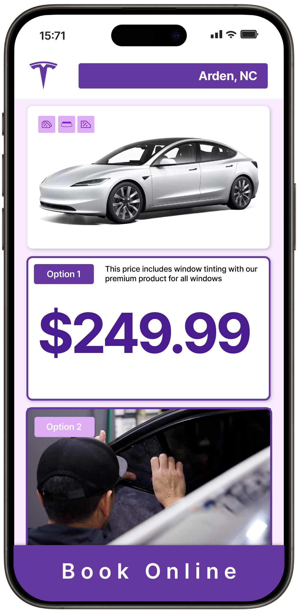 View Competitive Tesla Window Tinting Prices in Arden, North Carolina
