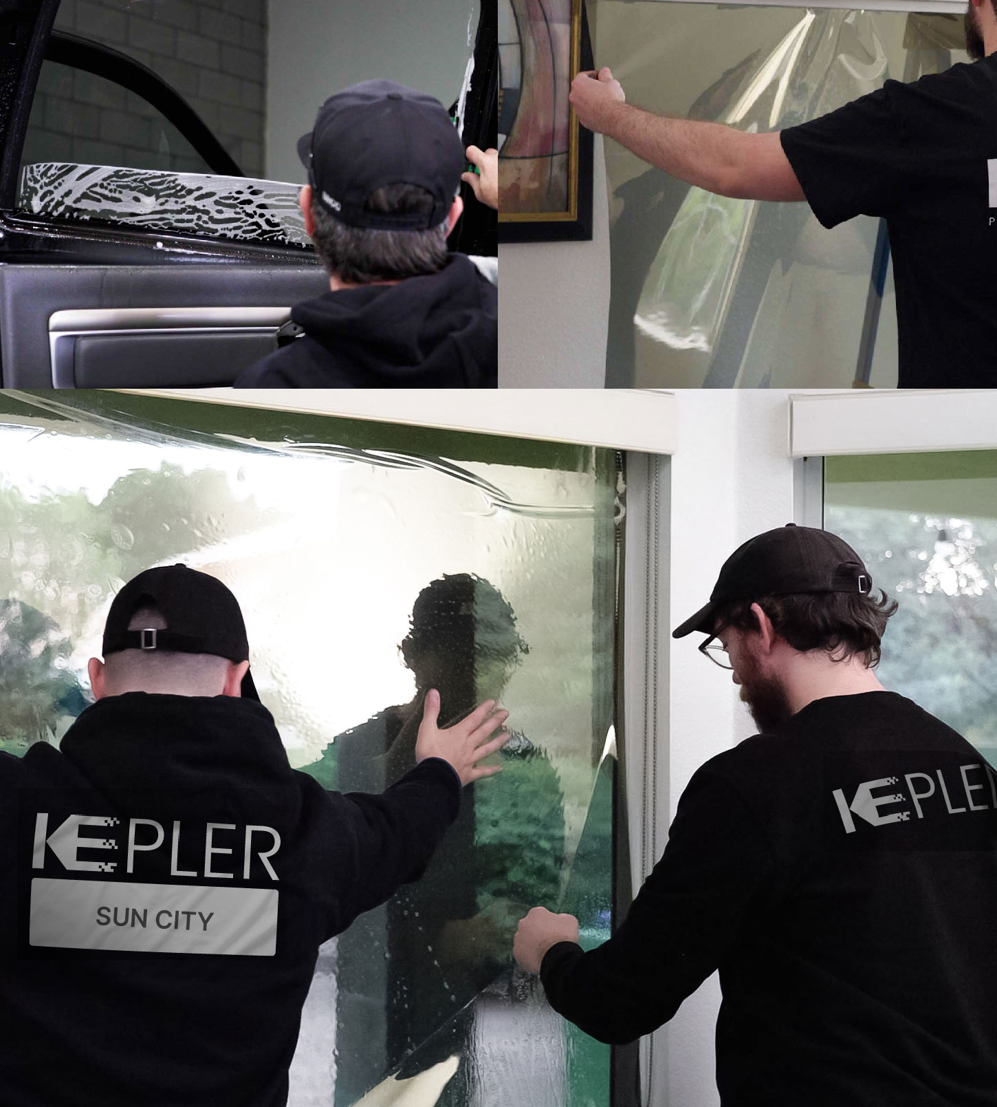 Kepler Technician Applying Advanced Window Tint to Home in Sun City