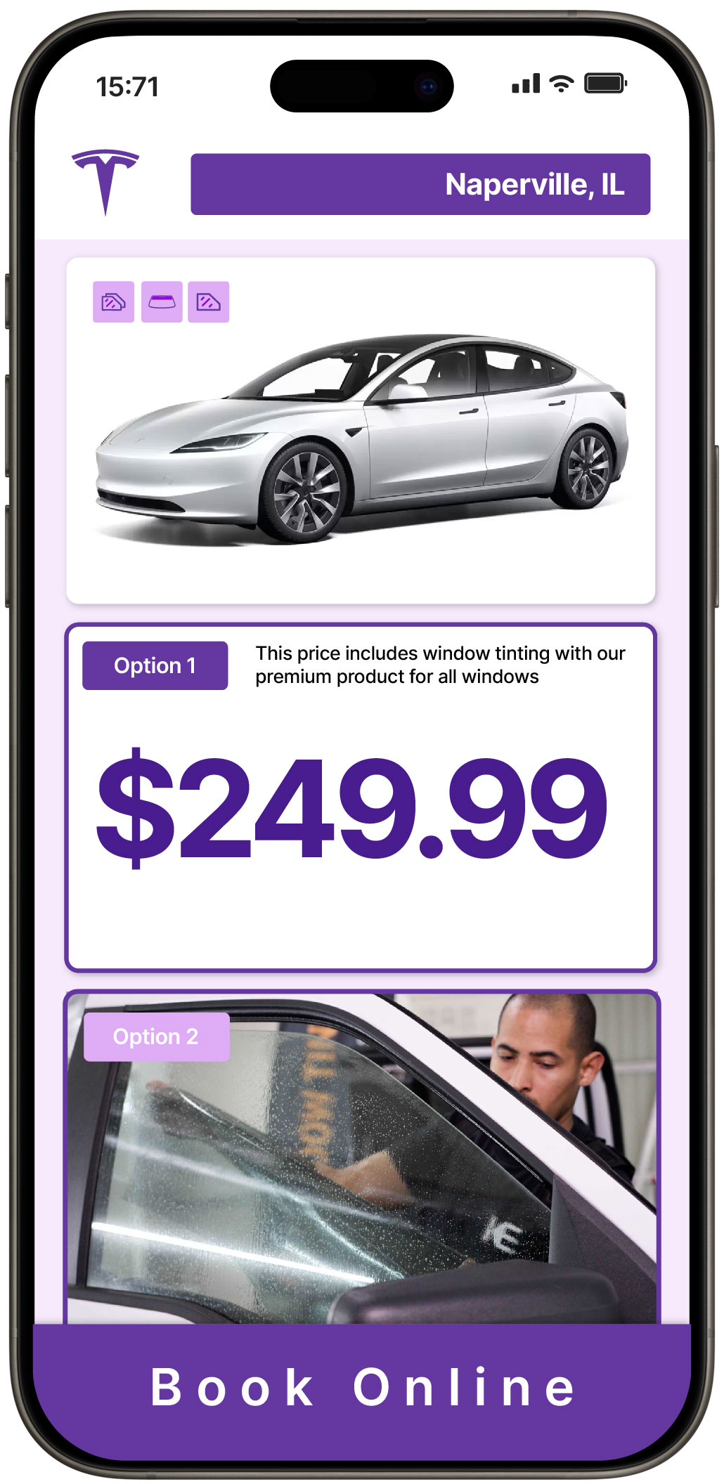 View Reasonable Tesla Window Tinting Rates in Naperville, Illinois