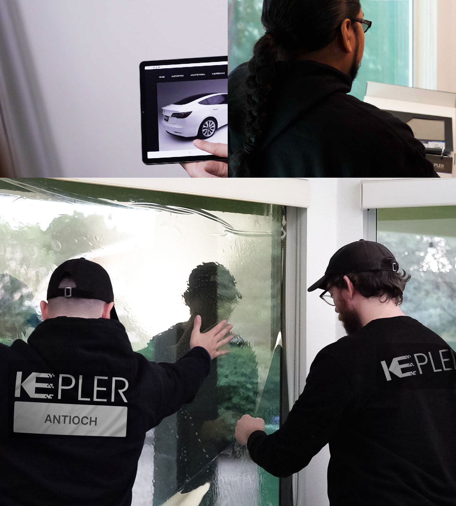 Expert Technician Installing Ceramic Window Tint to Home in Antioch