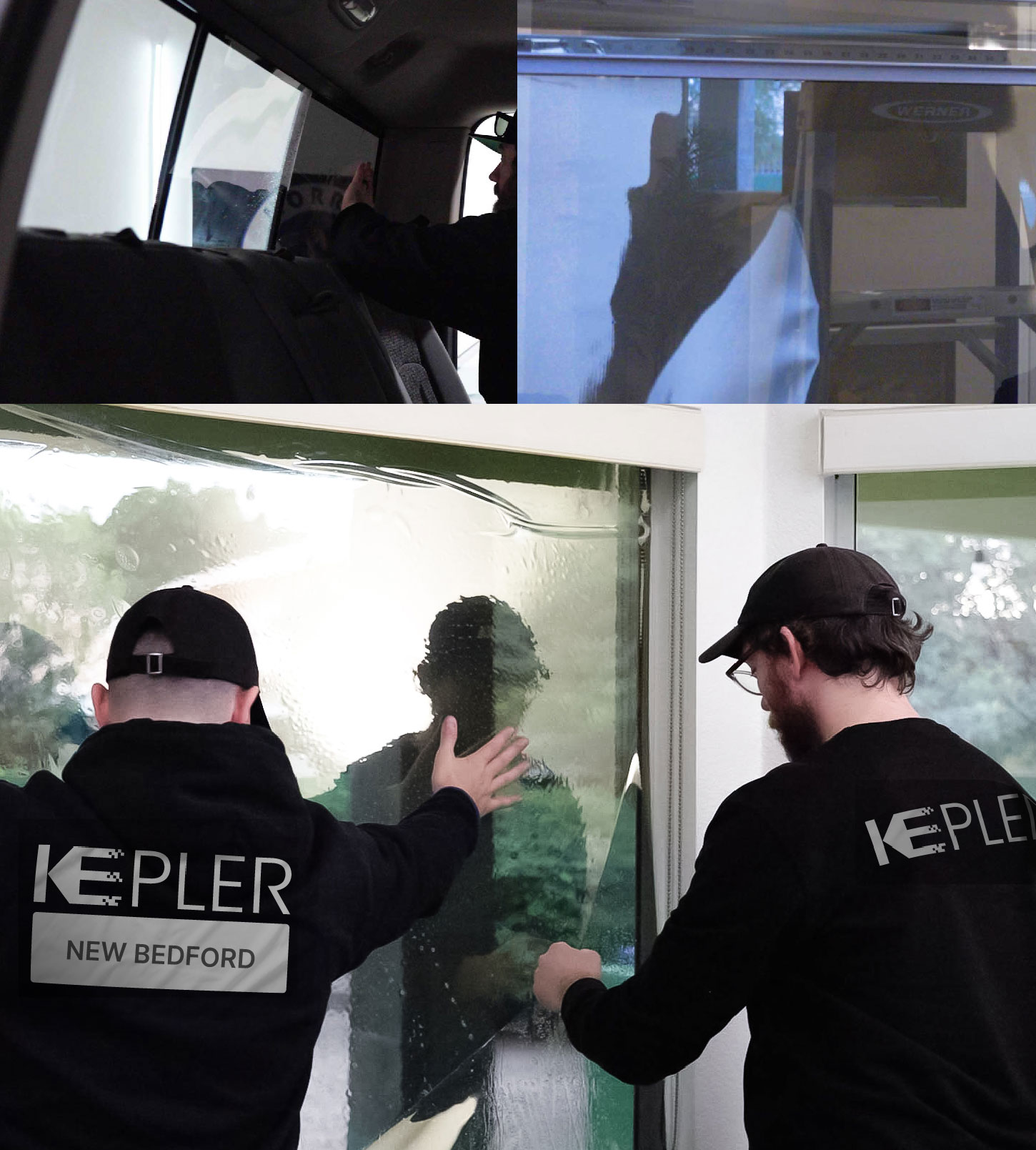 Kepler Technician Applying Advanced Window Tint to Home in New Bedford