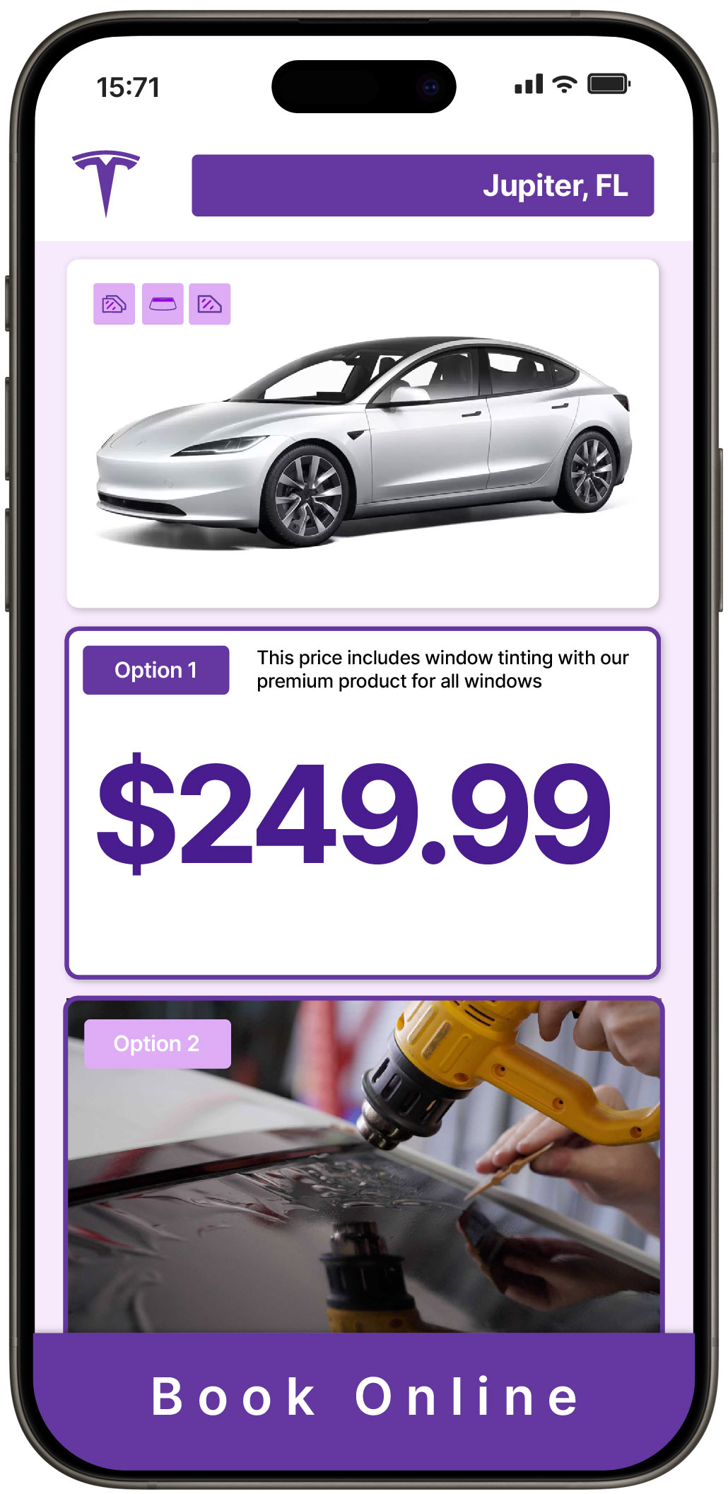 View Affordable Tesla Window Tinting Rates in Jupiter, Florida