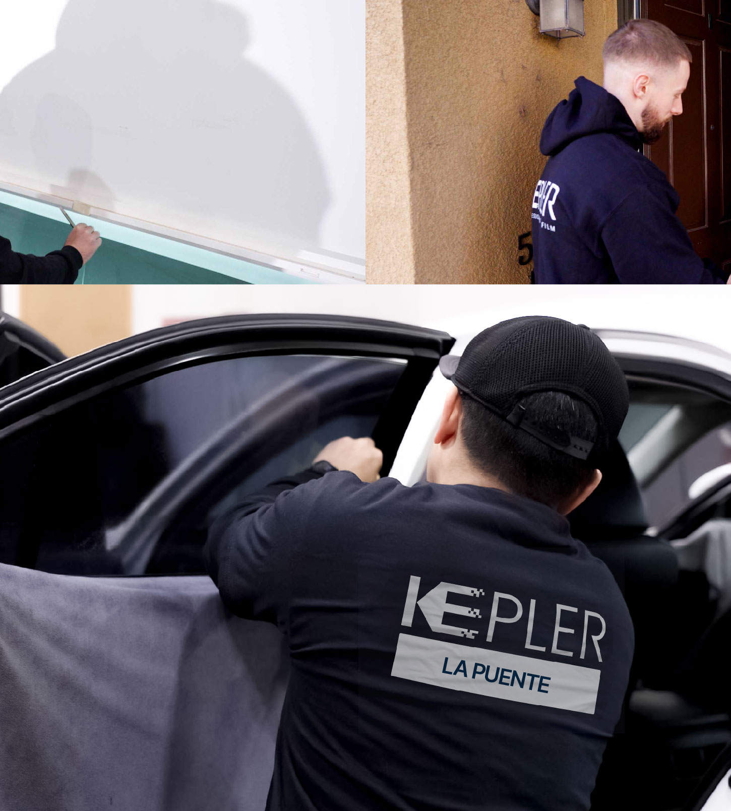 Automotive Window Tinting Expert Applying Film in La Puente, California