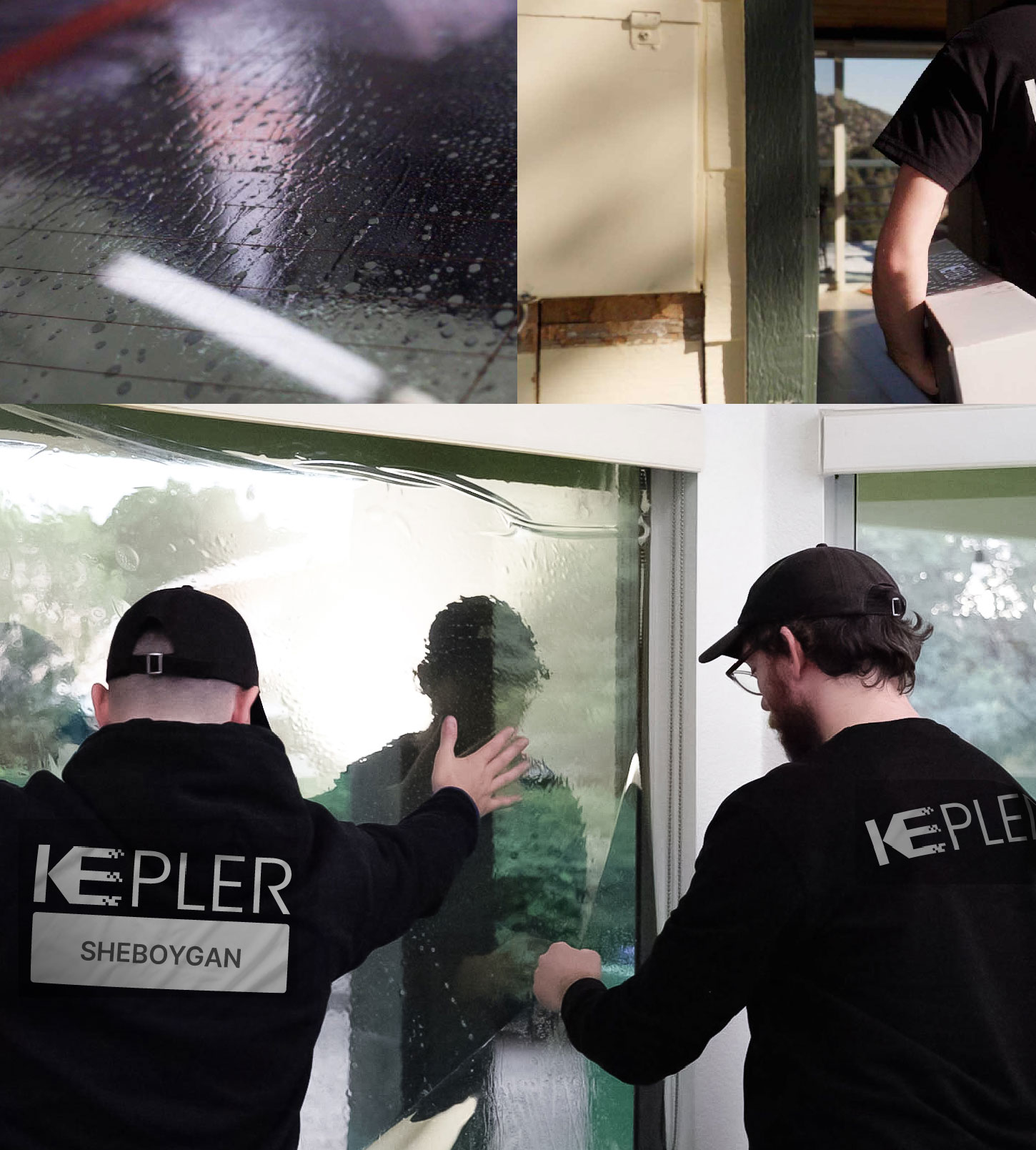 Expert Technician Installing High-tech Window Tint to Home in Sheboygan
