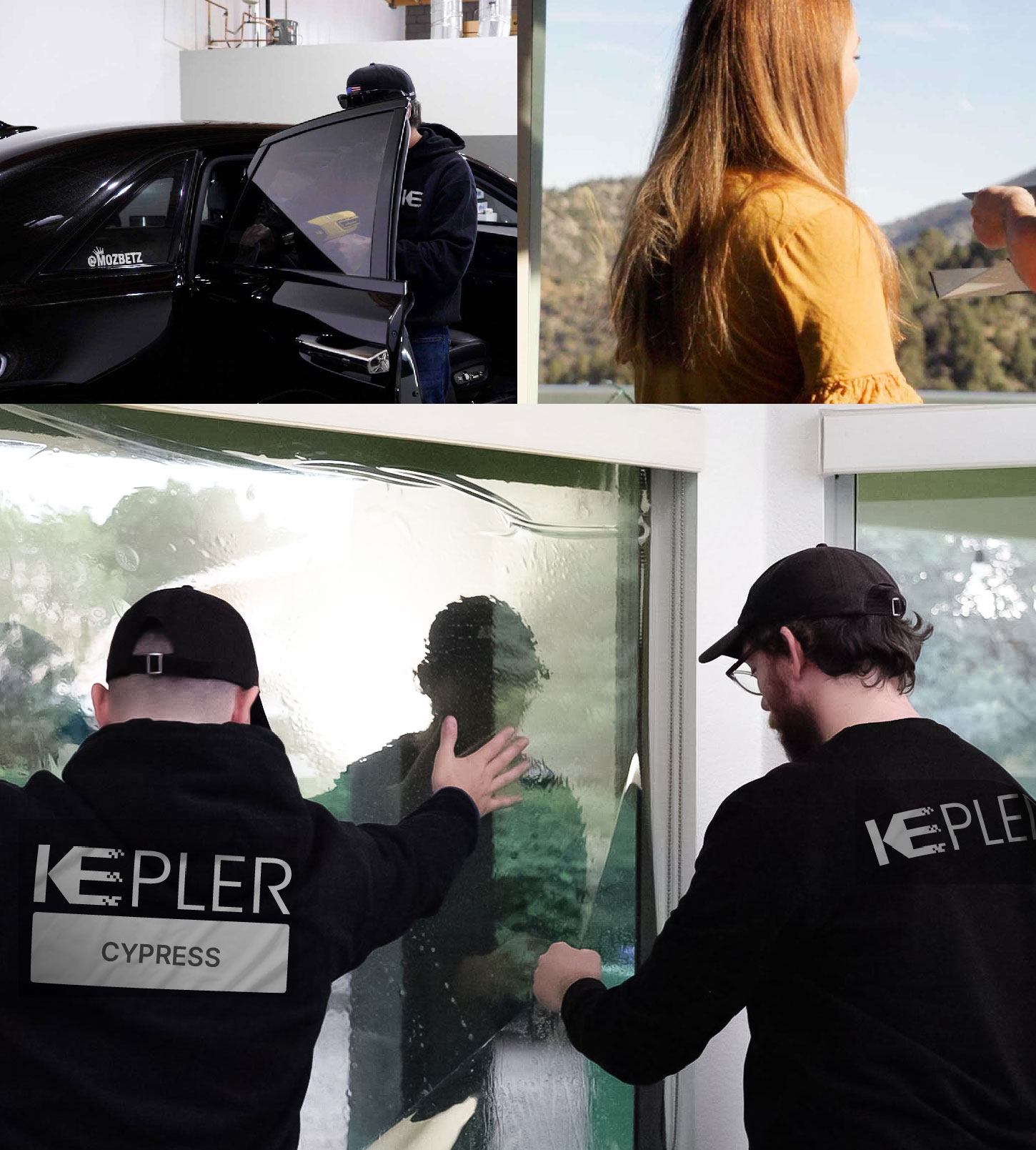 Kepler Technician Fitting Ceramic Window Tint to Home in Cypress