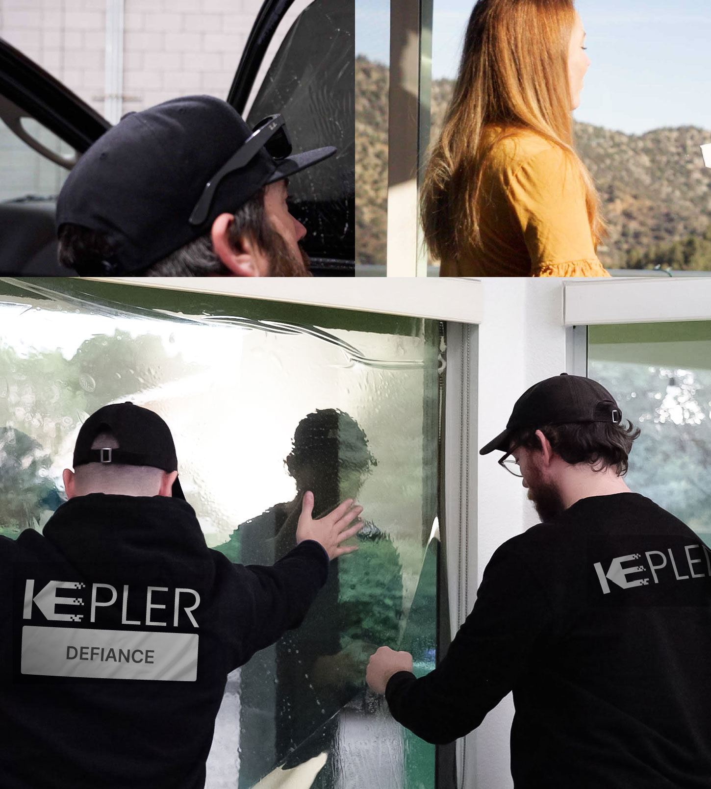 Kepler Technician Applying High-tech Window Tint to Home in Defiance