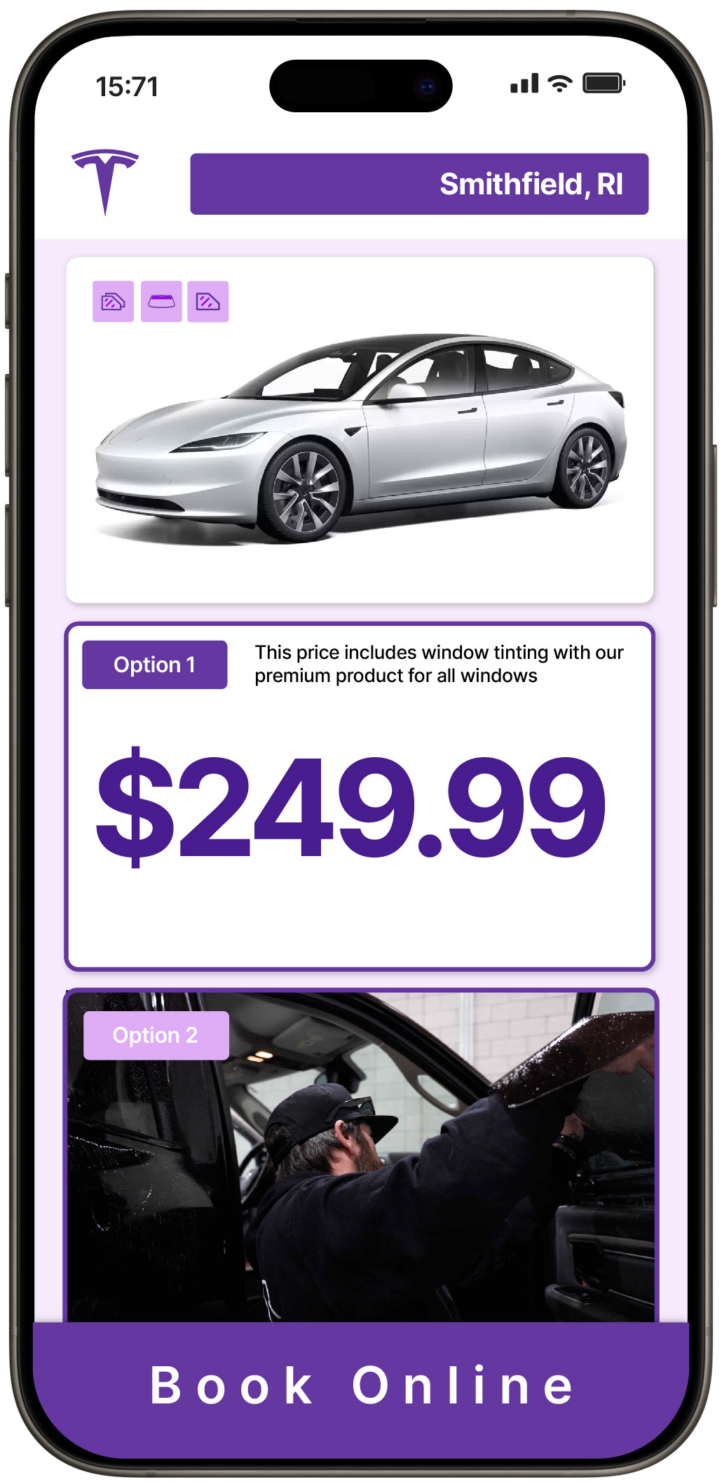 View Competitive Tesla Window Tinting Prices in Smithfield, Rhode Island