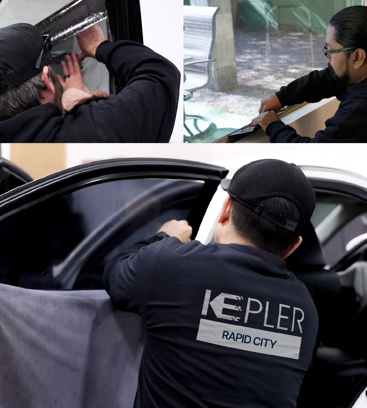 Automotive Window Tinting Expert Applying Film in Rapid City, South Dakota