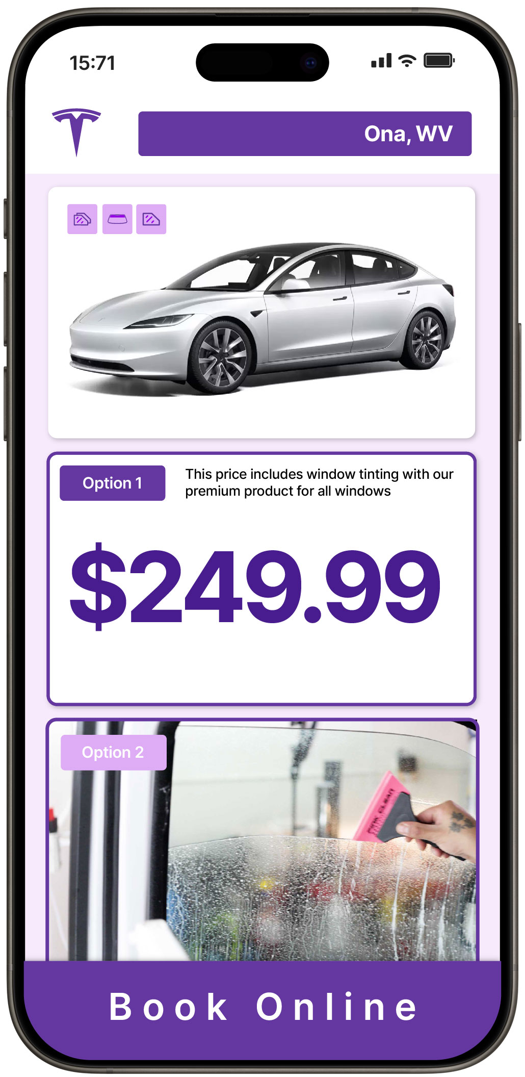 View Affordable Tesla Window Tinting Costs in Ona, West Virginia