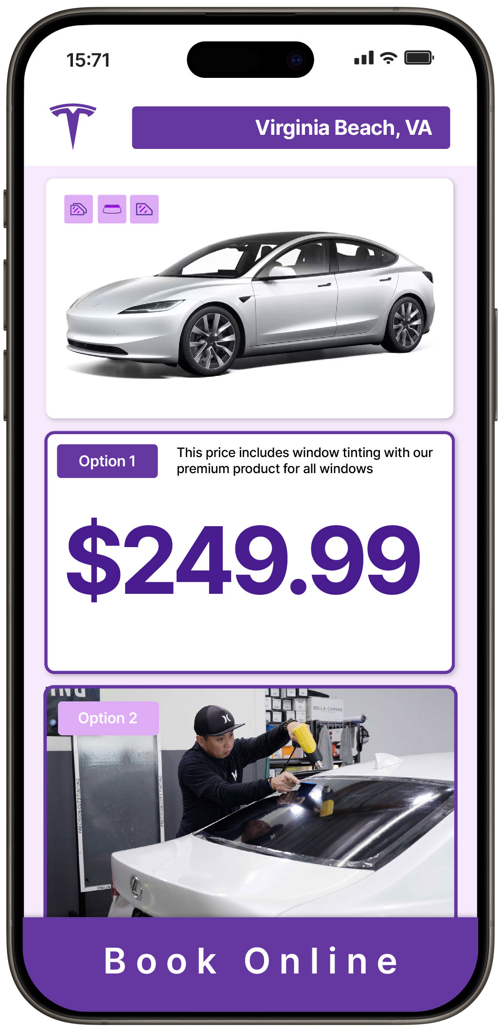 View Competitive Tesla Window Tinting Prices in Virginia Beach, Virginia