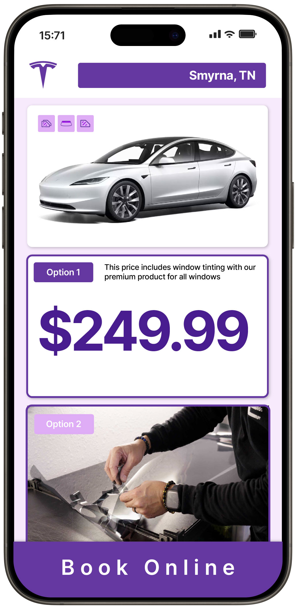 View Competitive Tesla Window Tinting Costs in Smyrna, Tennessee