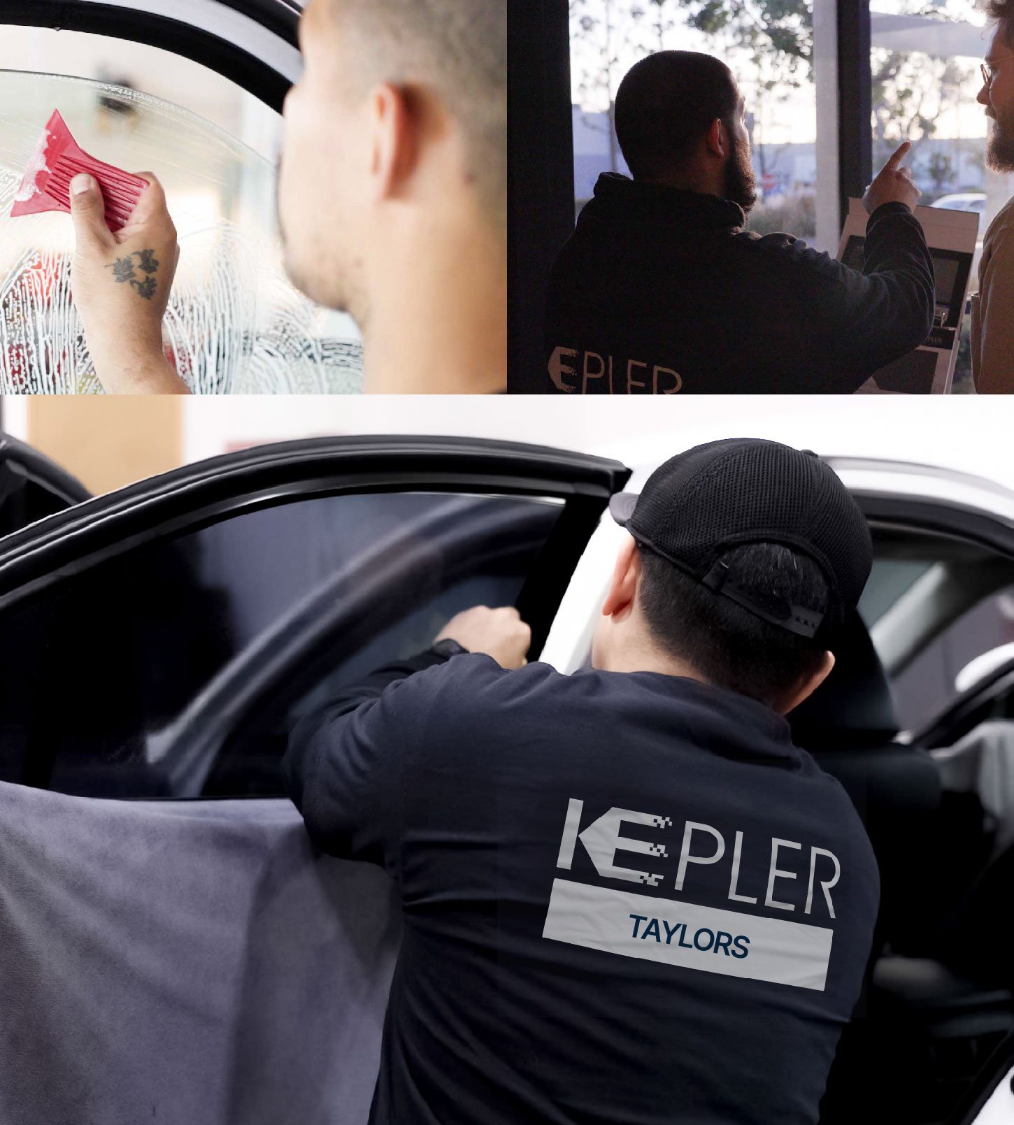 Automotive Window Tinting Expert Applying Film in Taylors, South Carolina